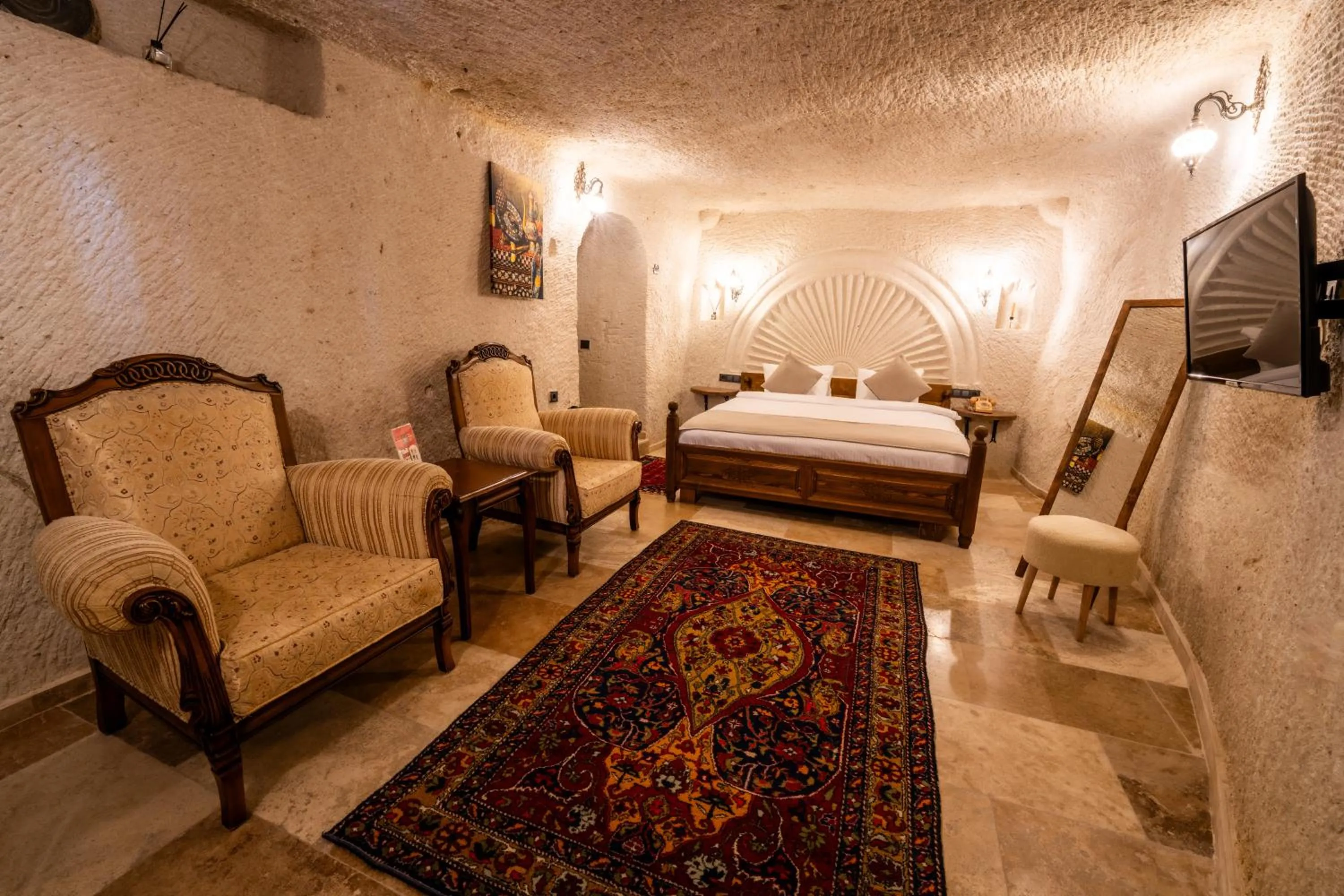 Bed in Library Cave House