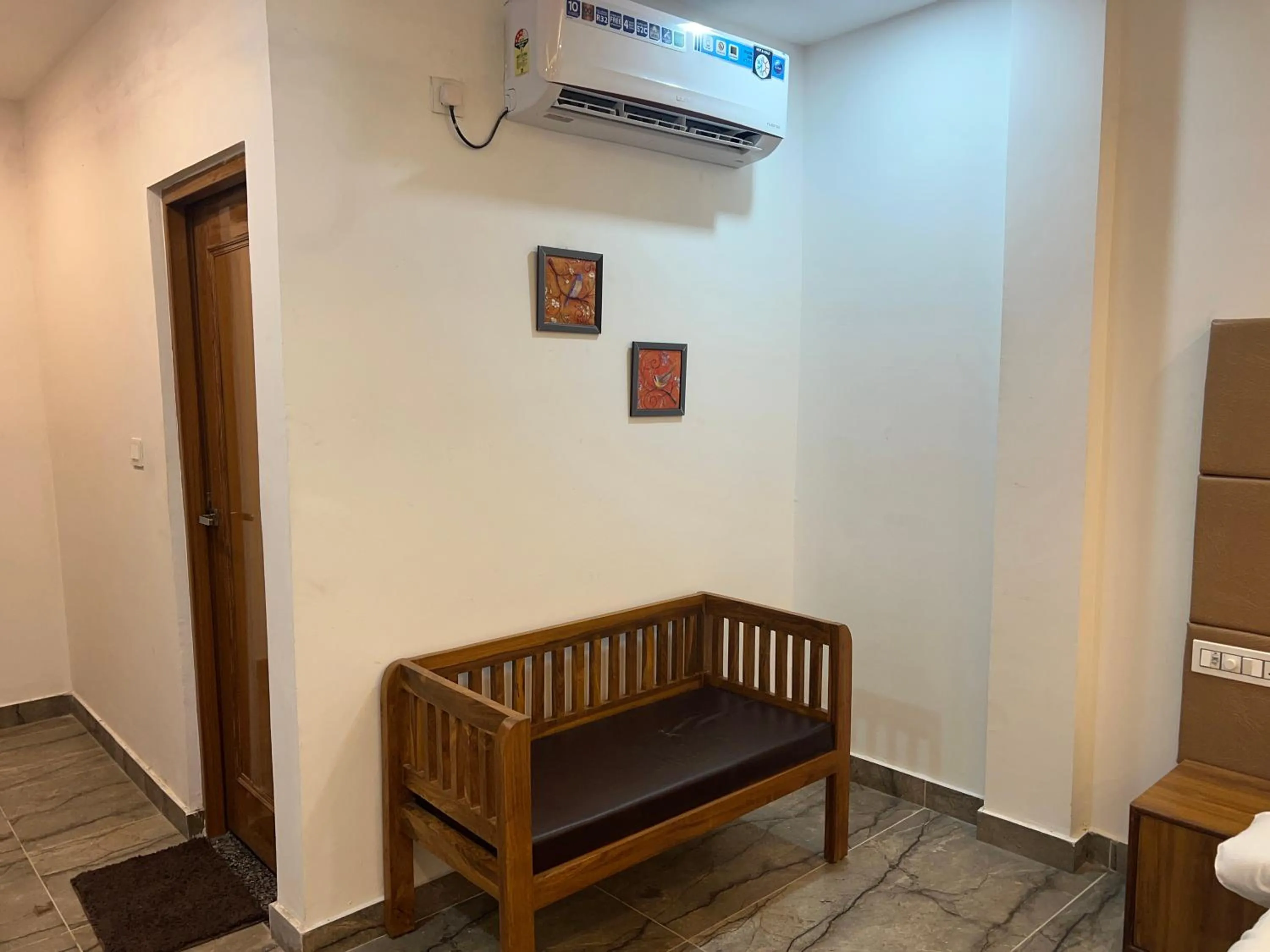 Seating area in The Shalam Resort श्रीकृष्ण शरणं मम