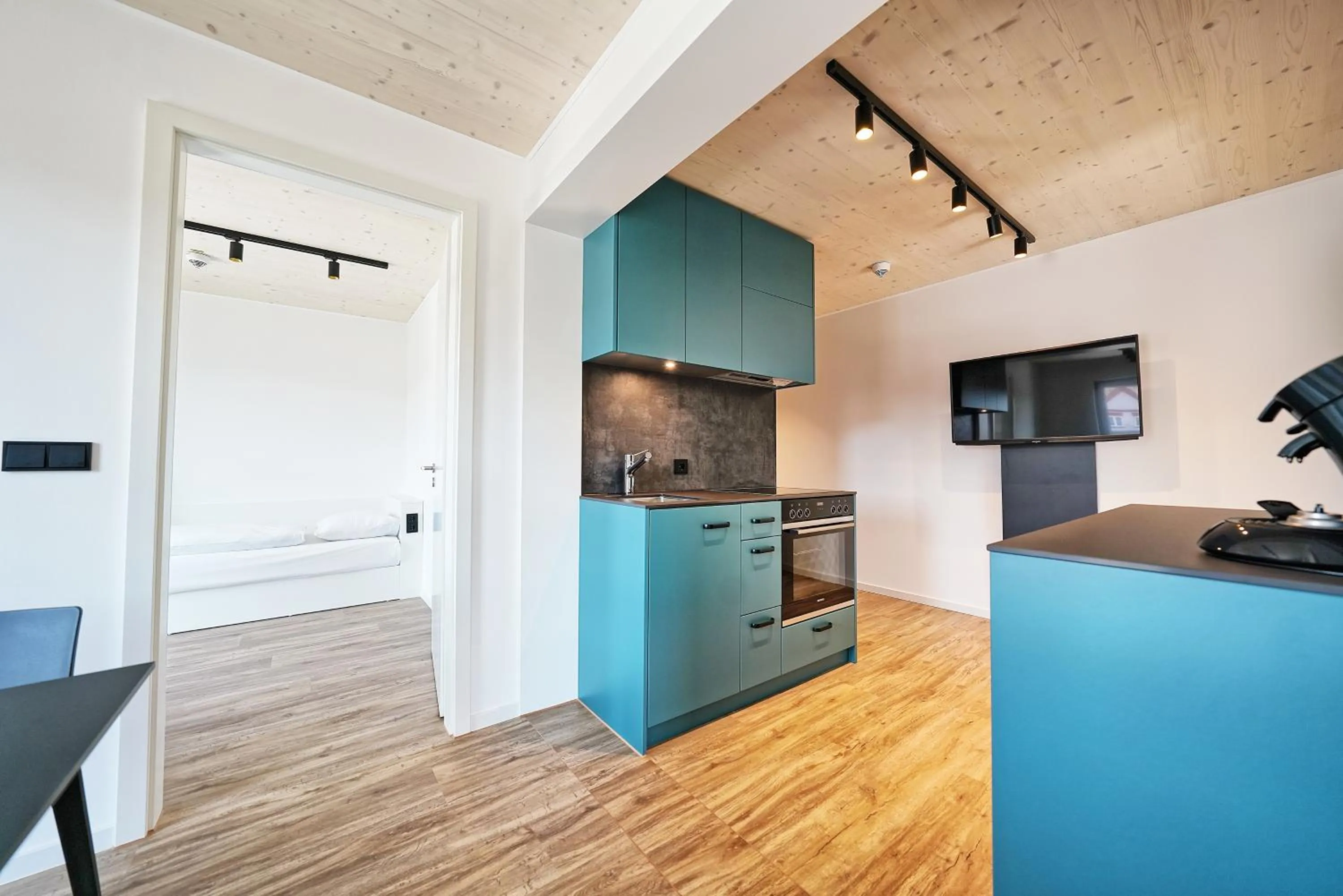 Kitchen or kitchenette in Timber One Boardinghouse Dorfen