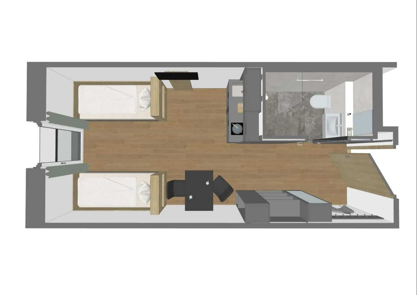 Photo of the whole room in Timber One Boardinghouse Dorfen