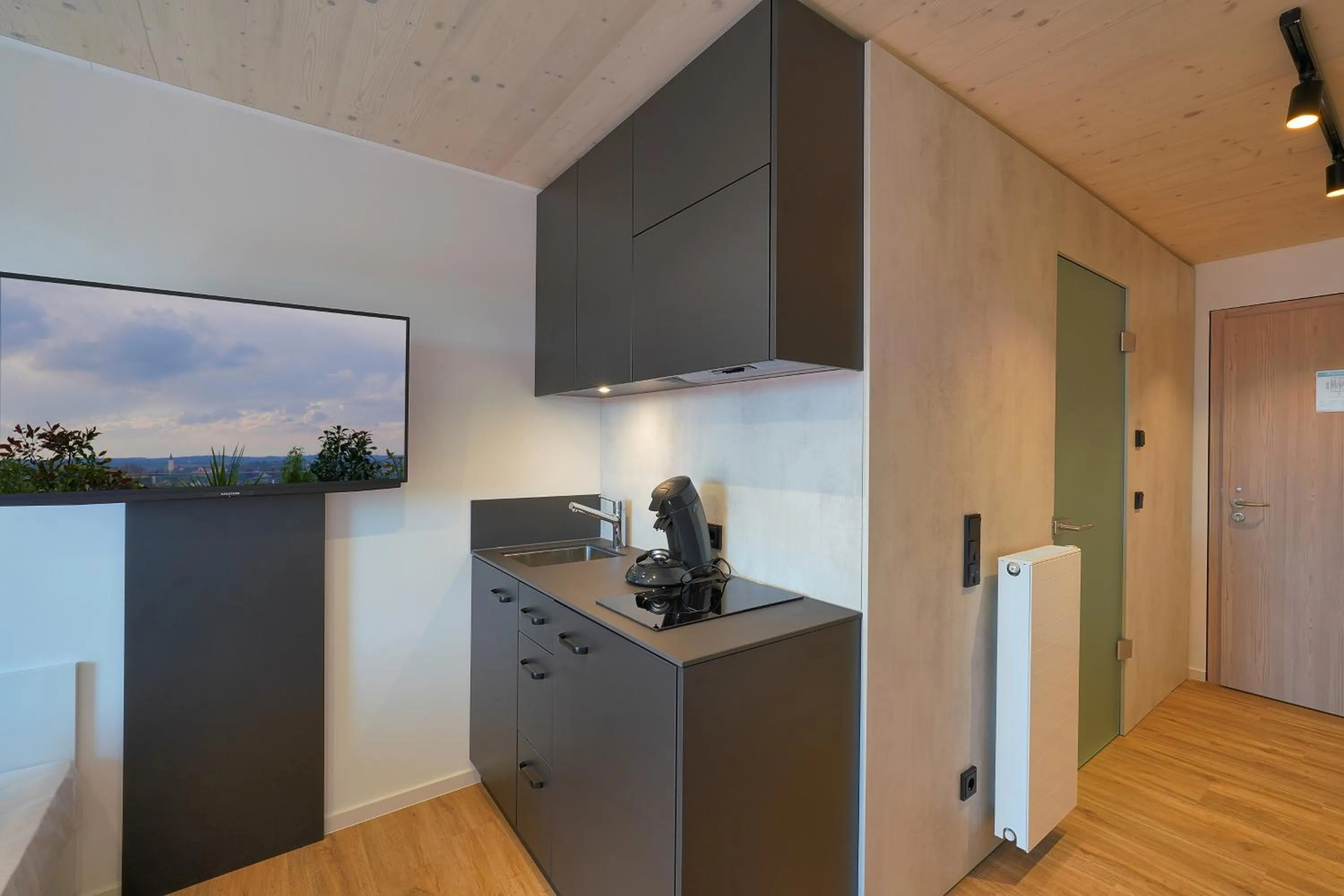 Kitchen or kitchenette in Timber One Boardinghouse Dorfen