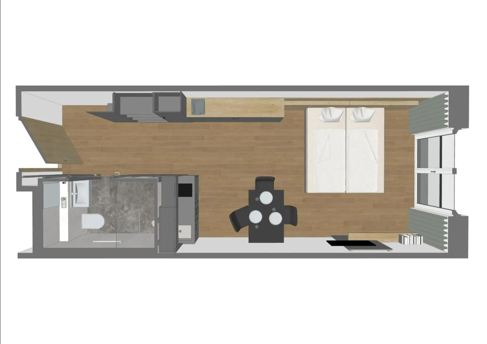 Photo of the whole room in Timber One Boardinghouse Dorfen