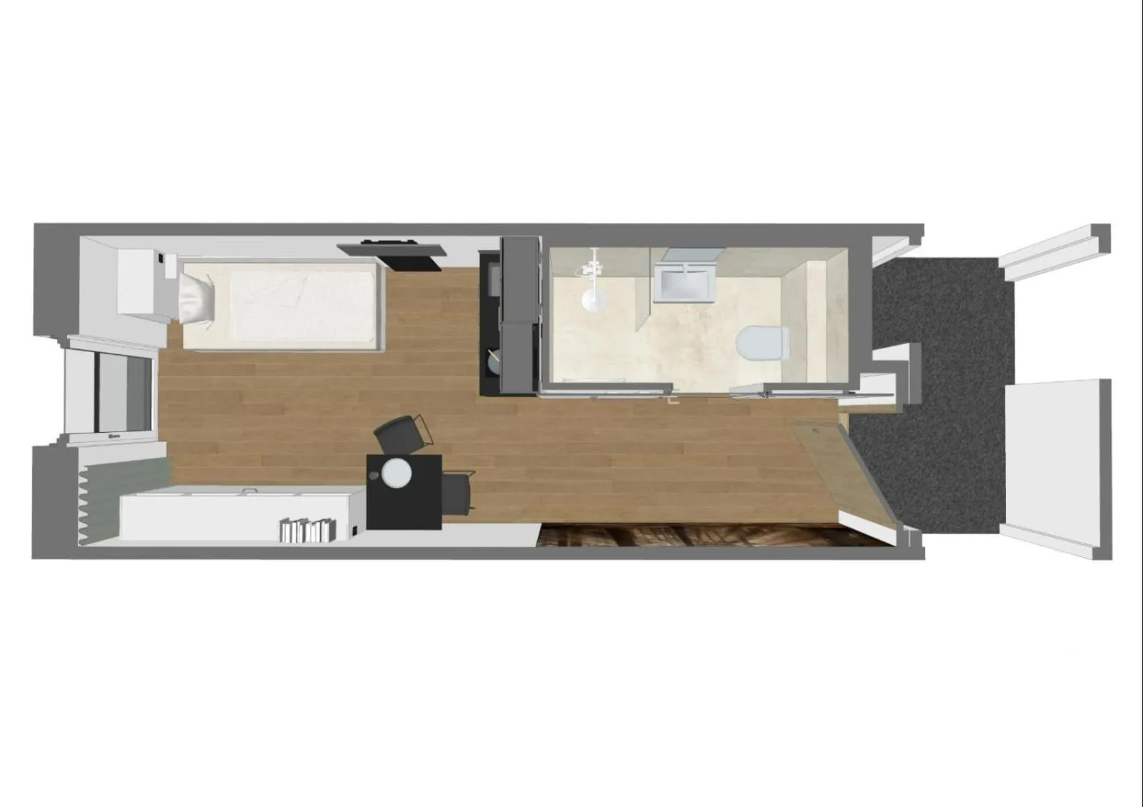 Photo of the whole room in Timber One Boardinghouse Dorfen