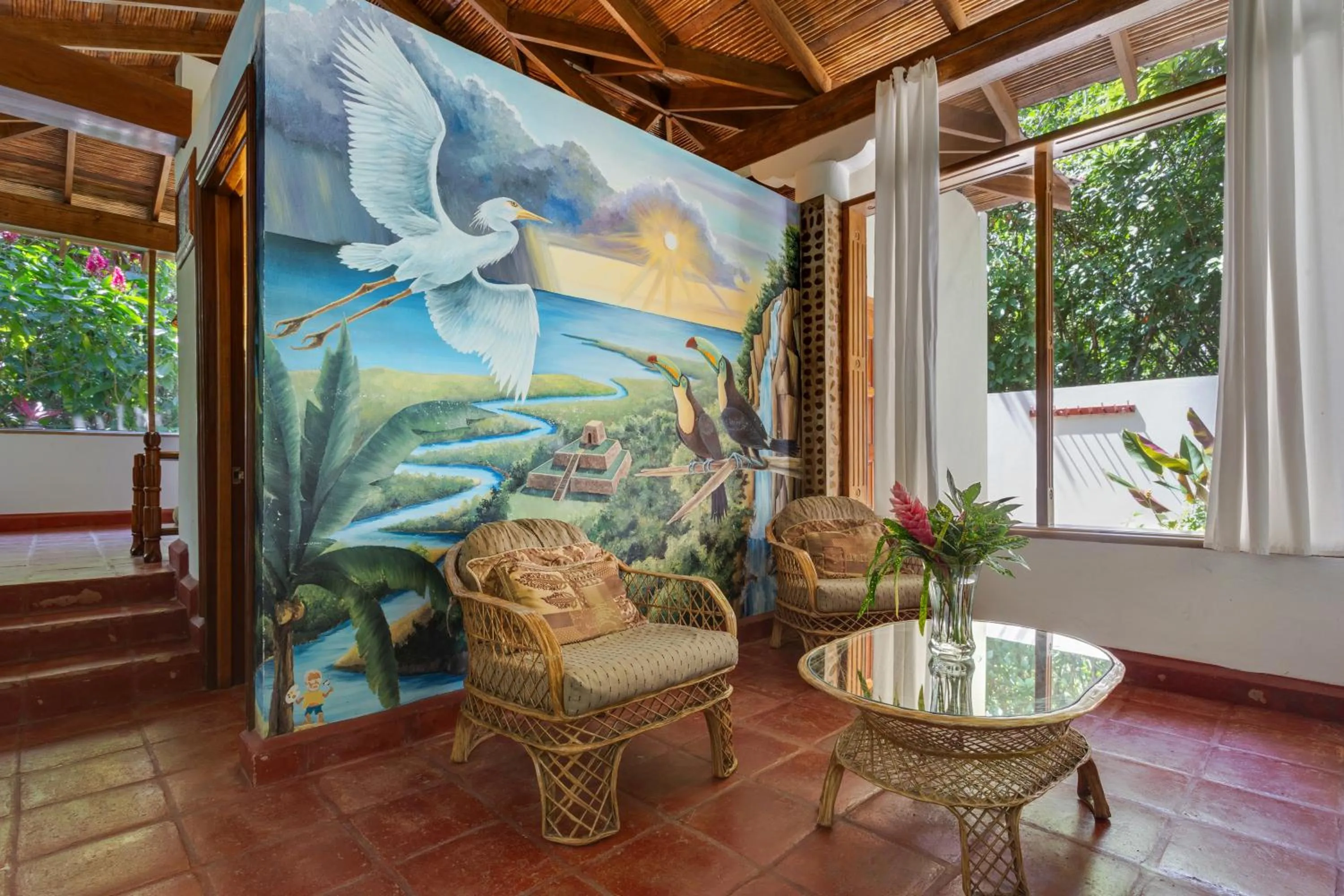 Seating area in Ian Anderson Caves Branch Jungle Lodge