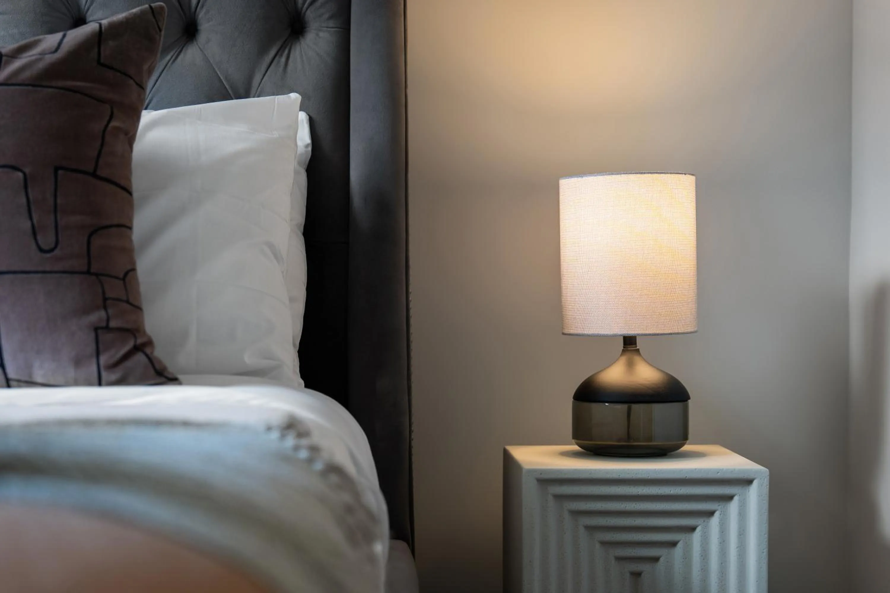 Decorative detail, Bed in Luxury Apartments by Hyatus at The Asher