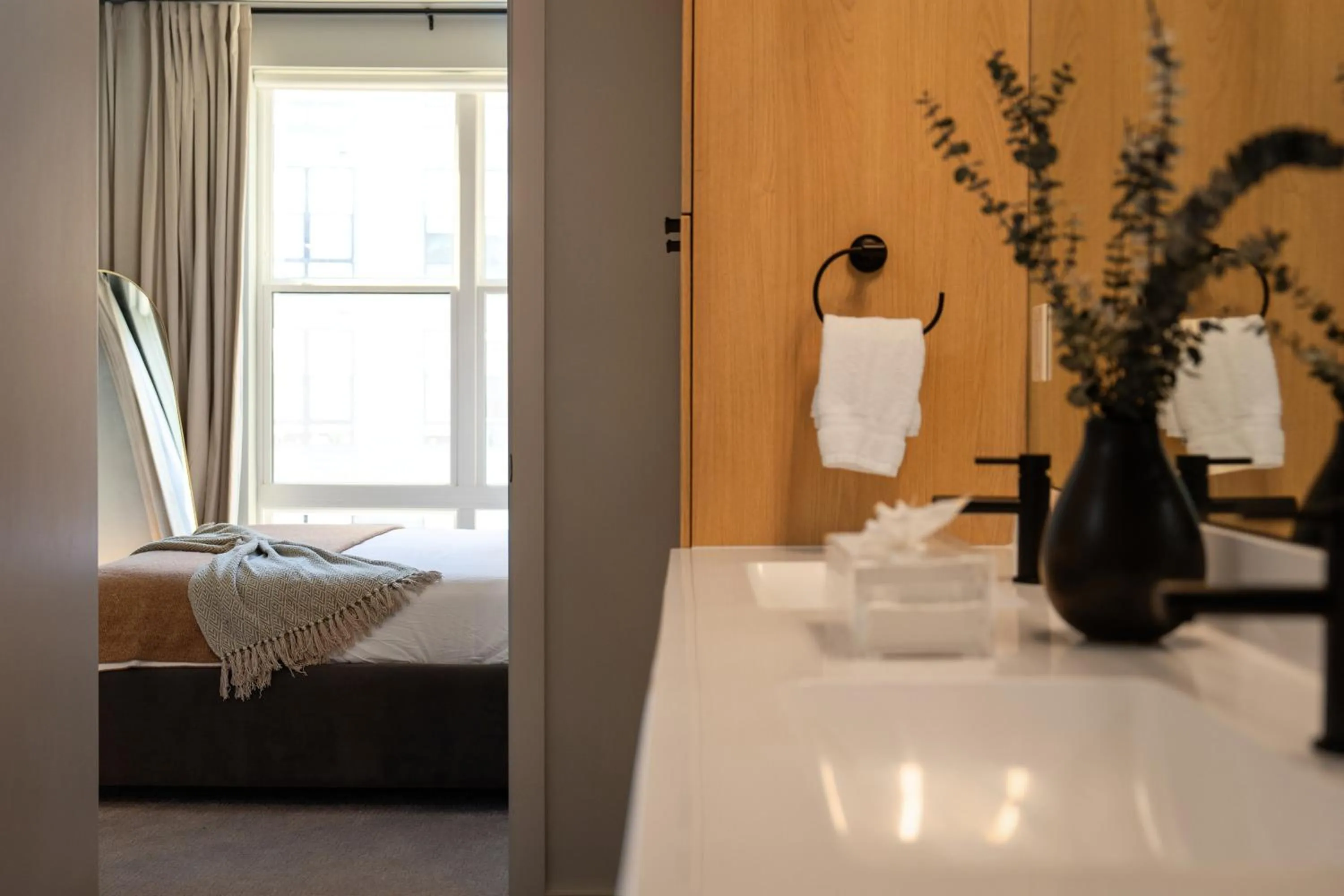 Bathroom, Bed in Luxury Apartments by Hyatus at The Asher