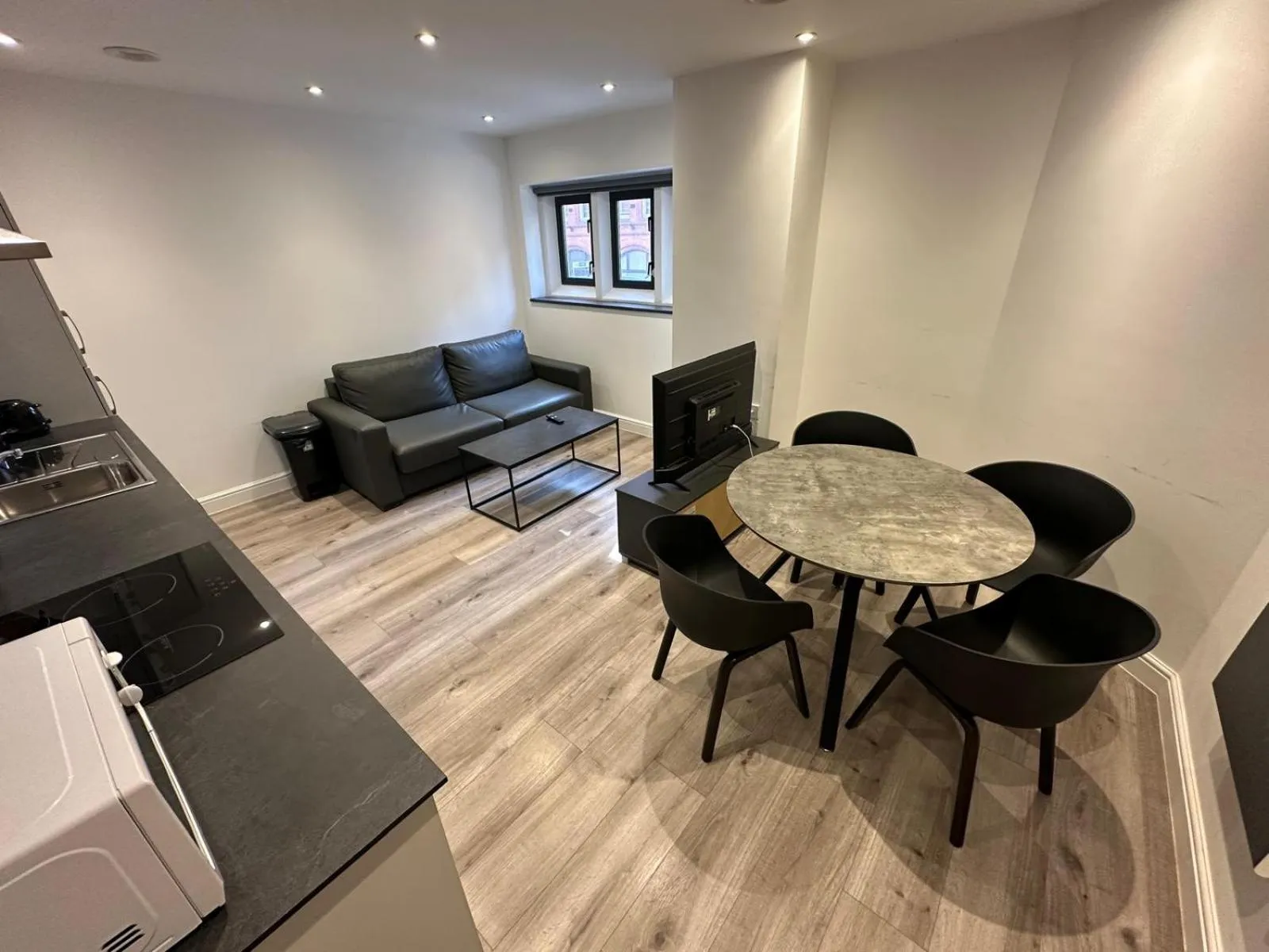 Living room in Dale Street Apartments Liverpool by Beehosting