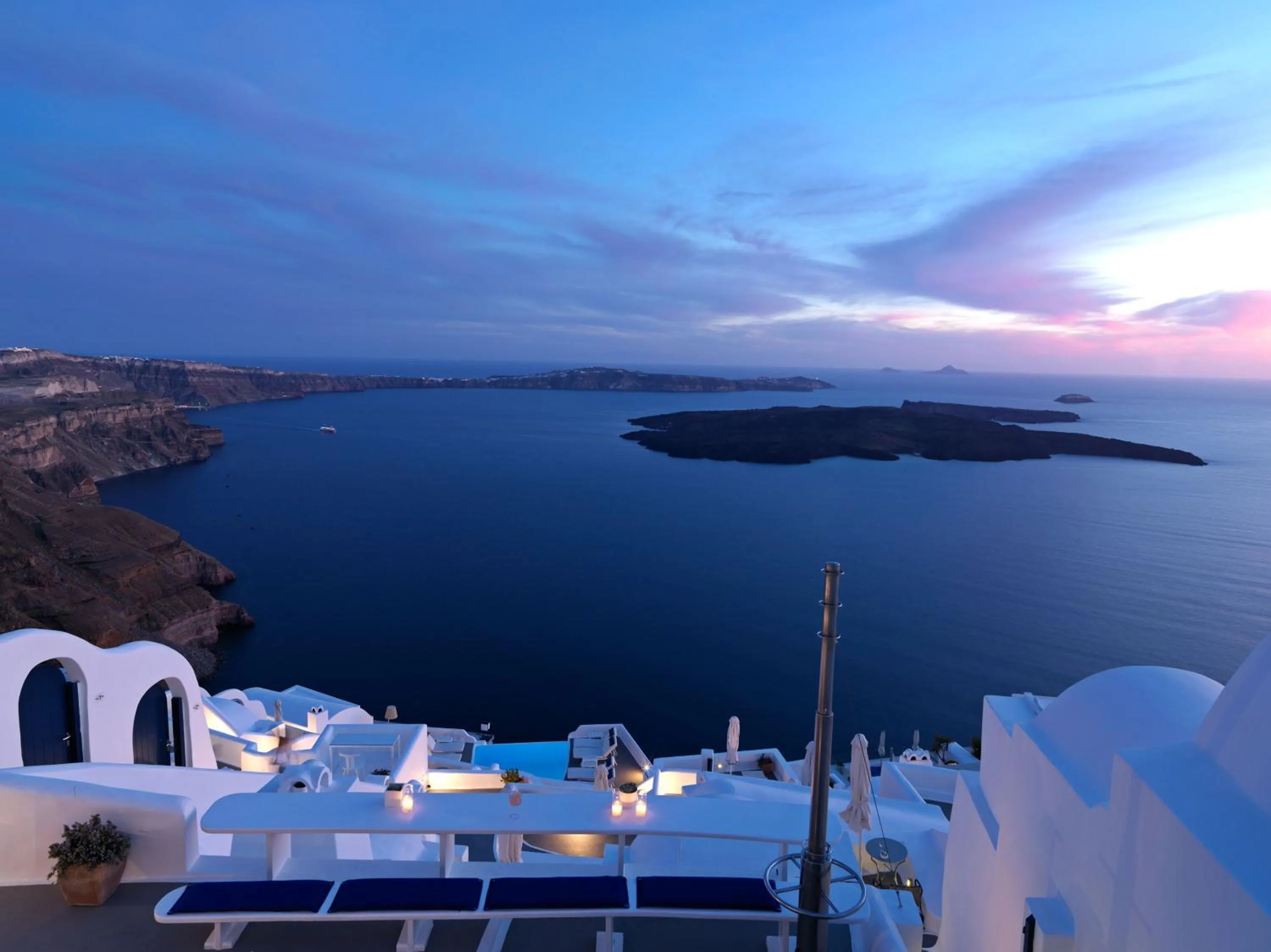 Bird's eye view in Katikies Chromata Santorini - The Leading Hotels of the World