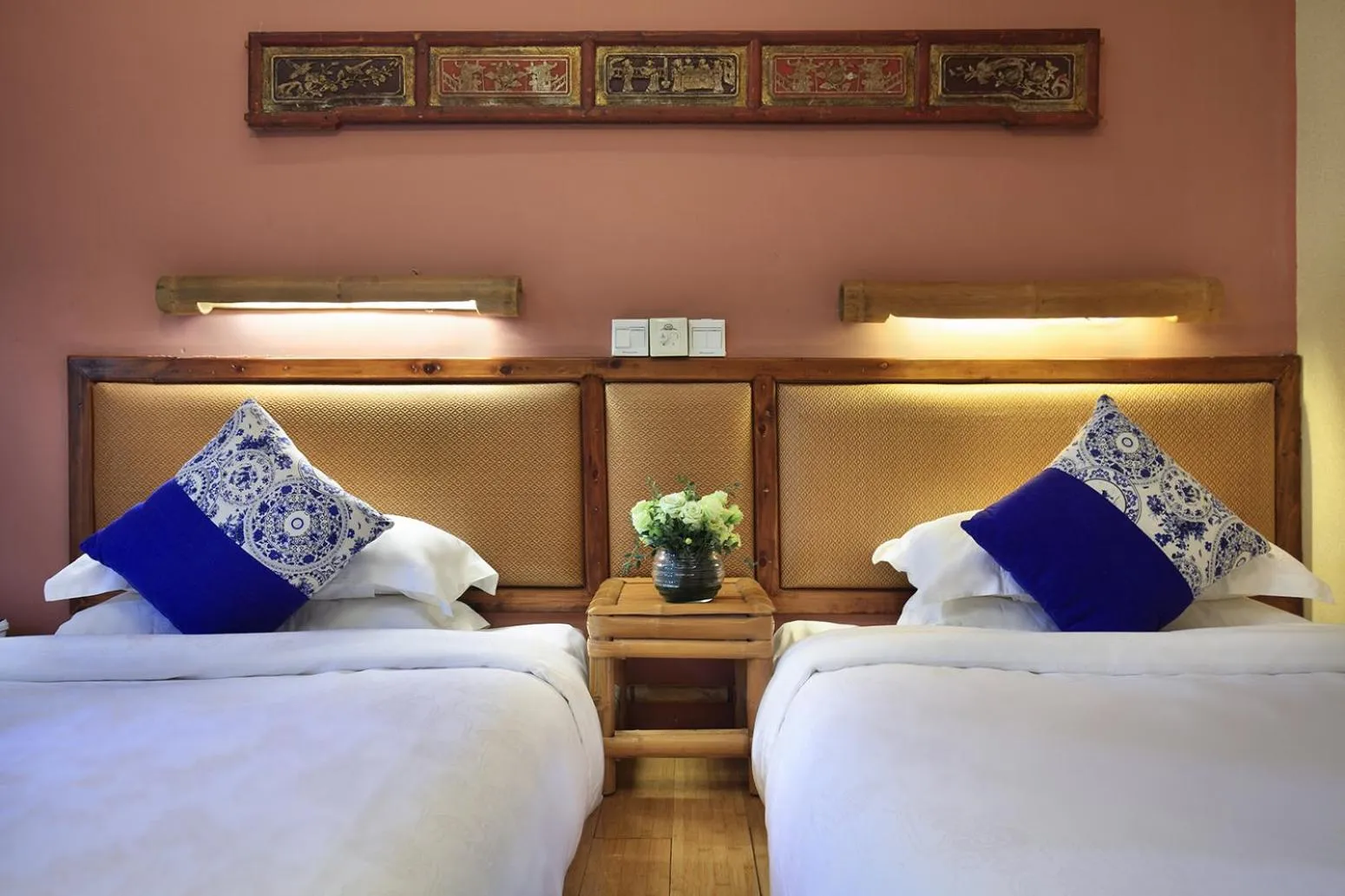 Bed in Yangshuo Mountain Nest Boutique Hotel