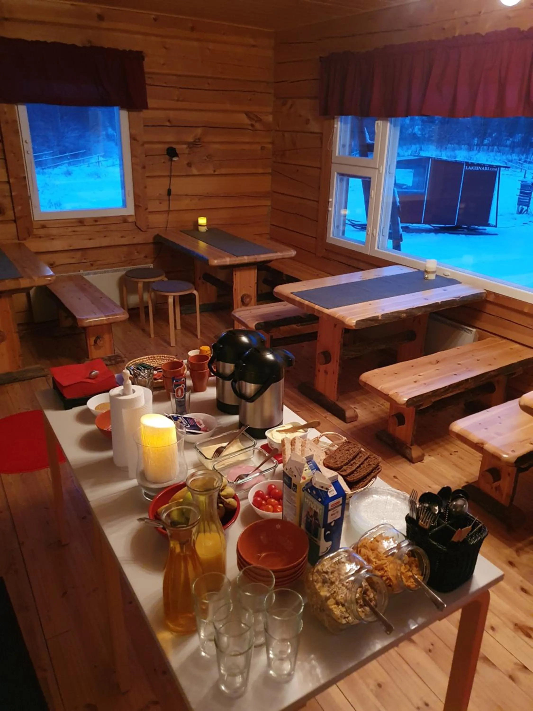 Breakfast in Lake Inari Mobile Cabins