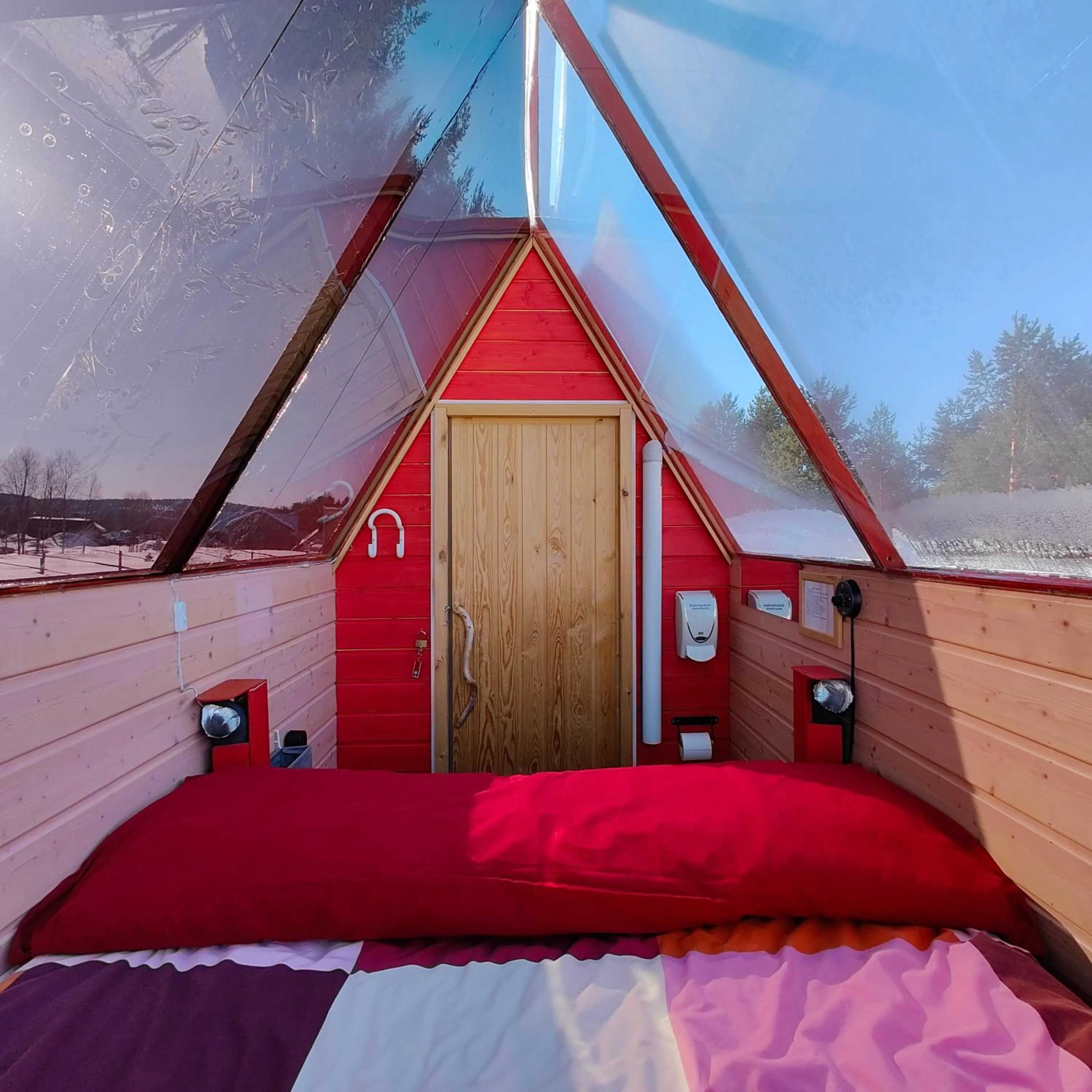 Bed in Lake Inari Mobile Cabins