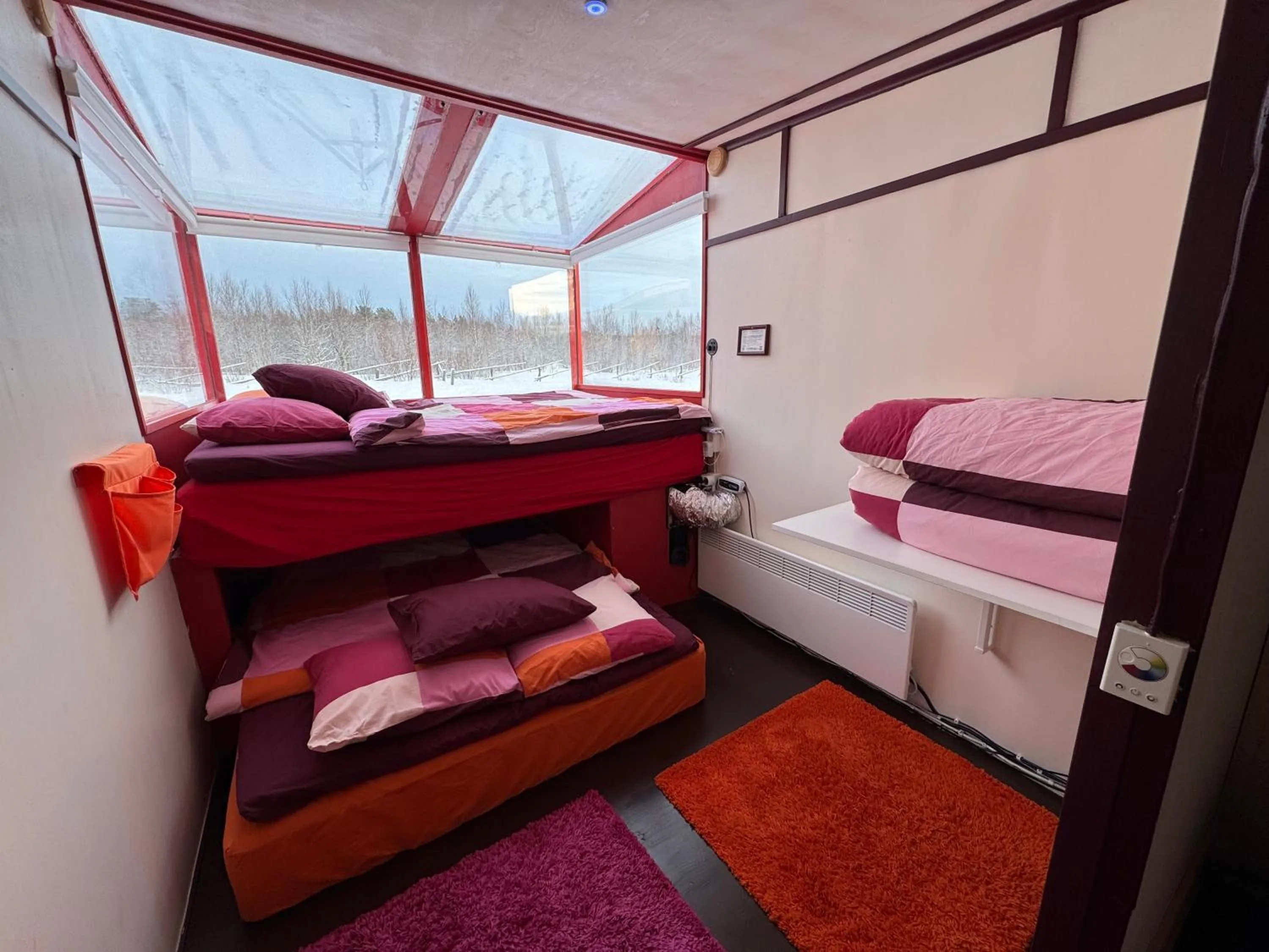 Bed in Lake Inari Mobile Cabins