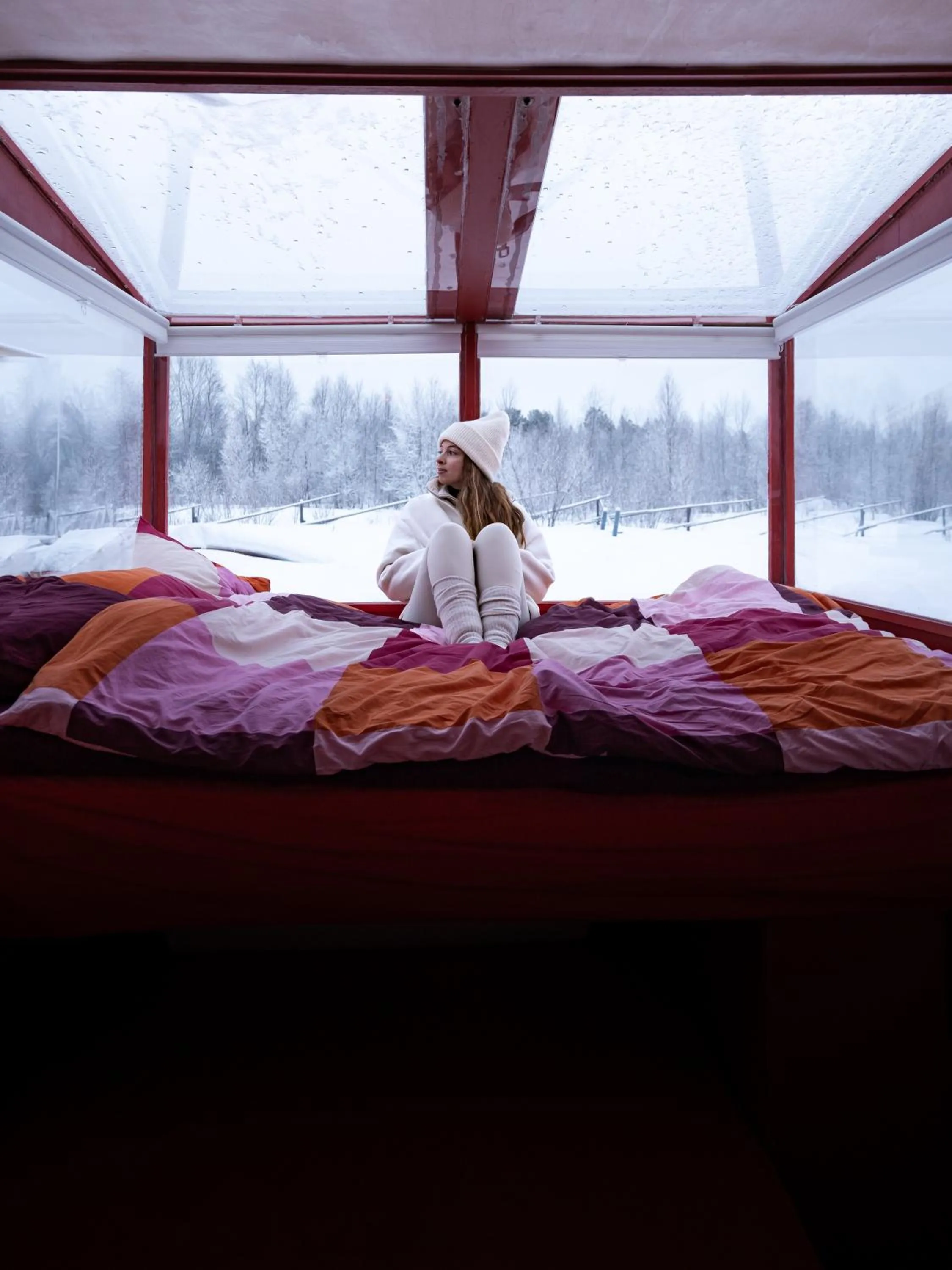 Bed in Lake Inari Mobile Cabins