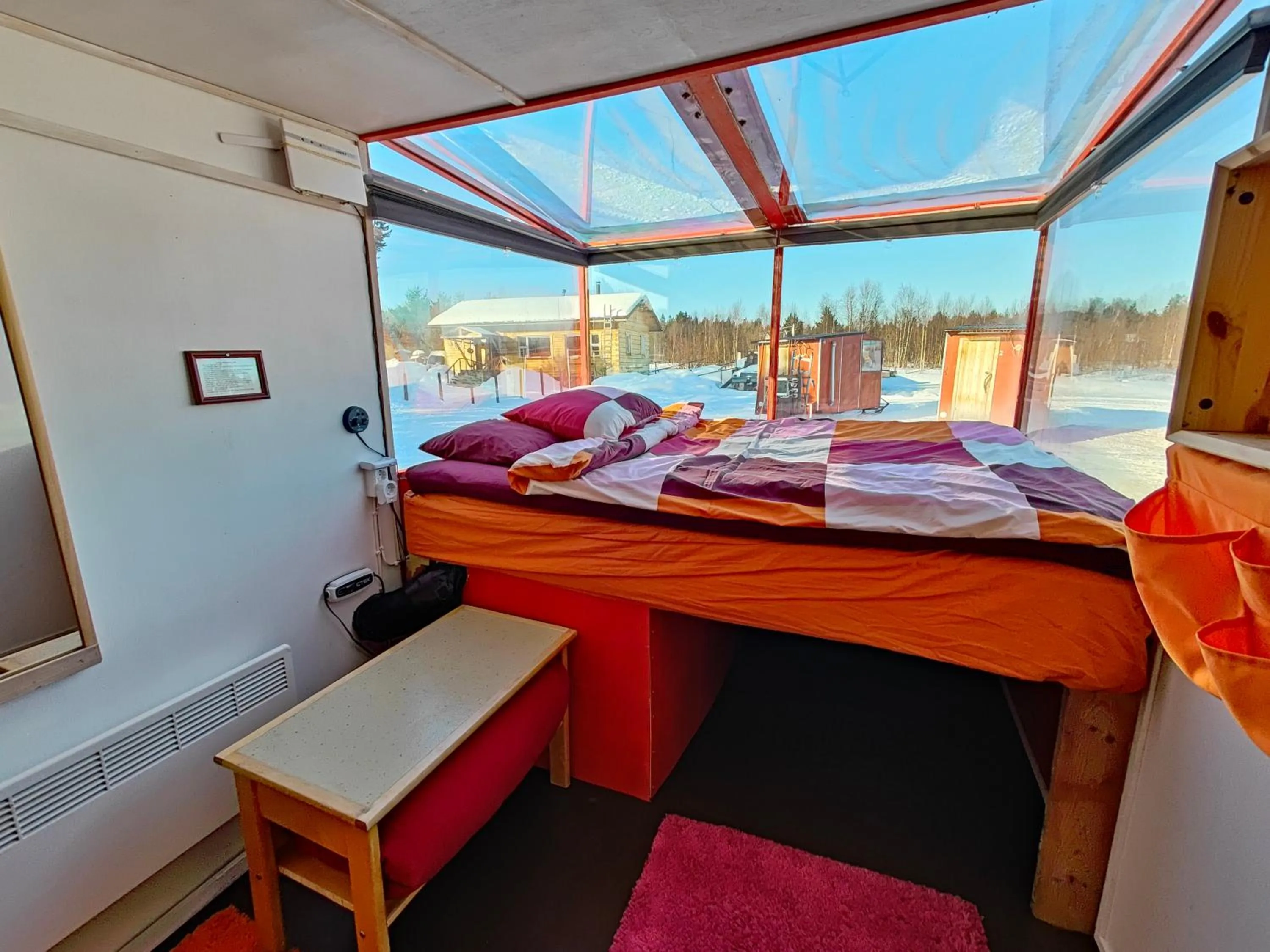 Bed in Lake Inari Mobile Cabins