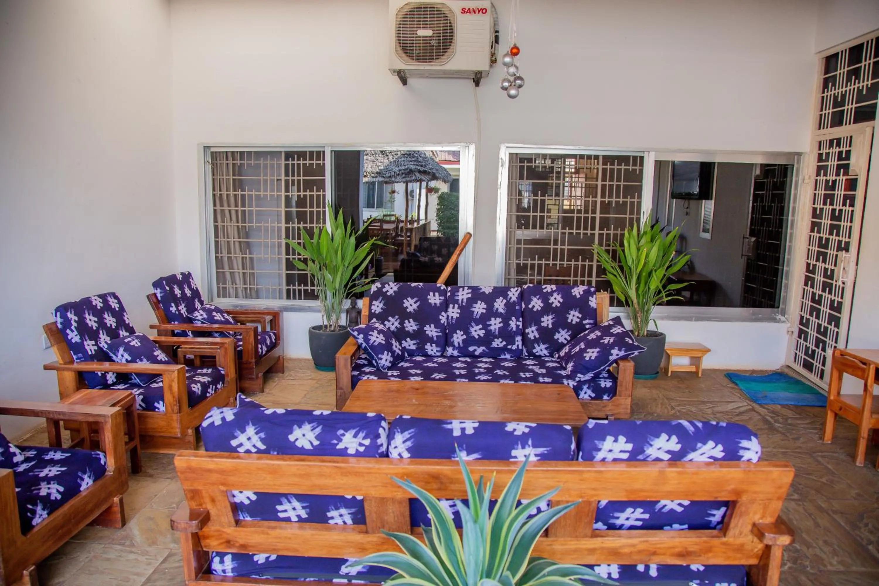 Seating area in La Casa Preciosa in Tanga