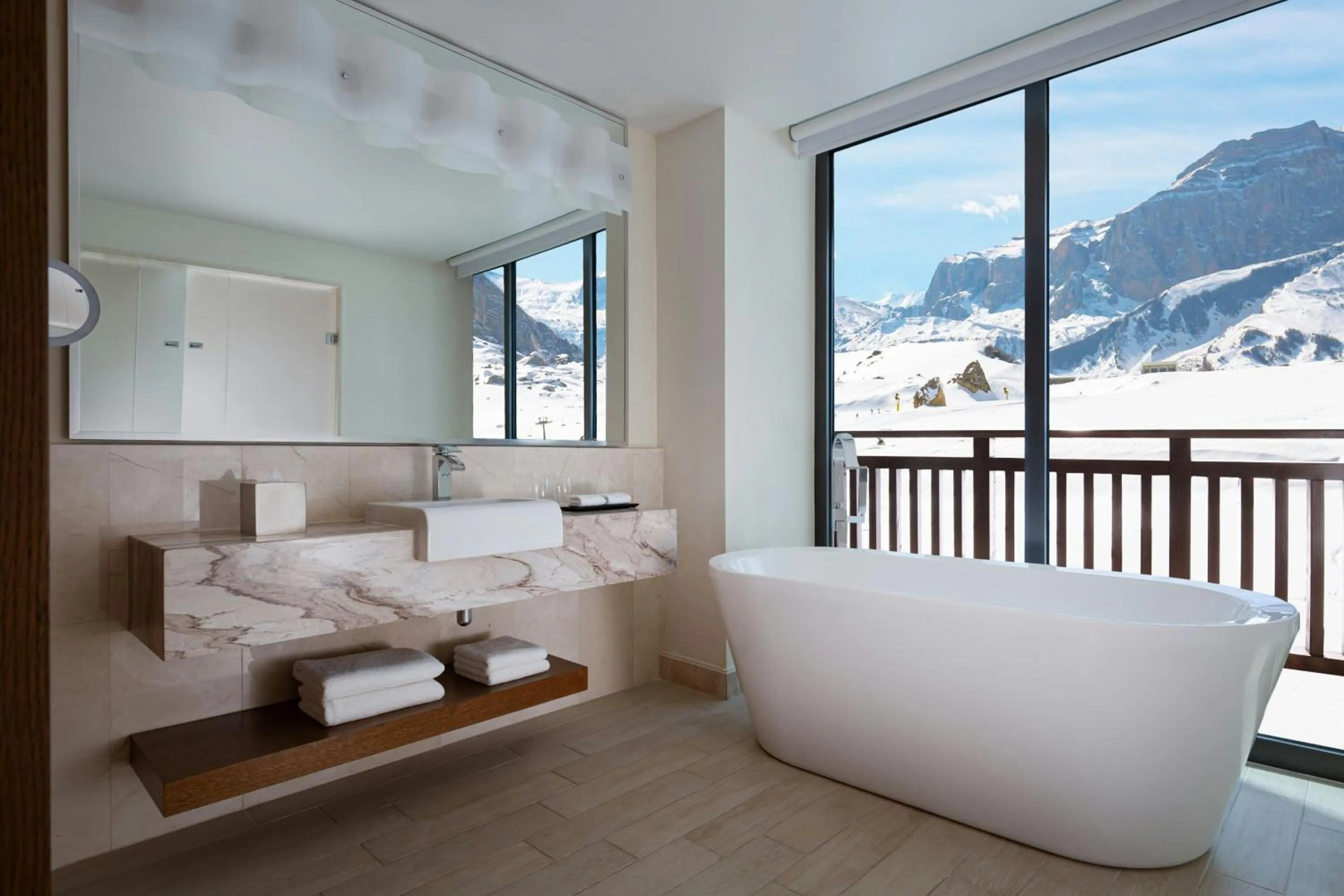 Bathroom, Bed in Park Chalet, Shahdag, Autograph Collection