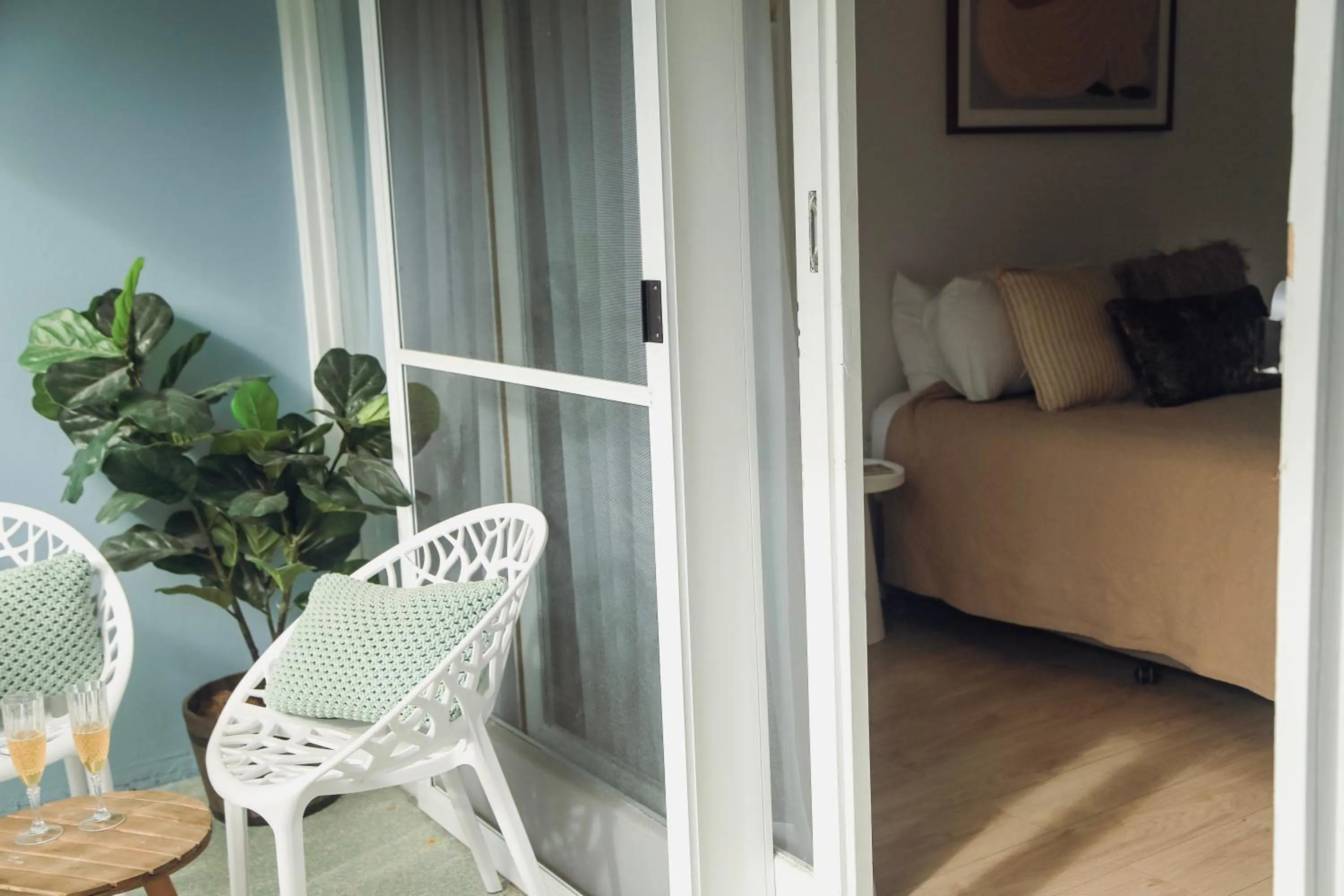 Balcony/Terrace, Bed in Mollymook Motel