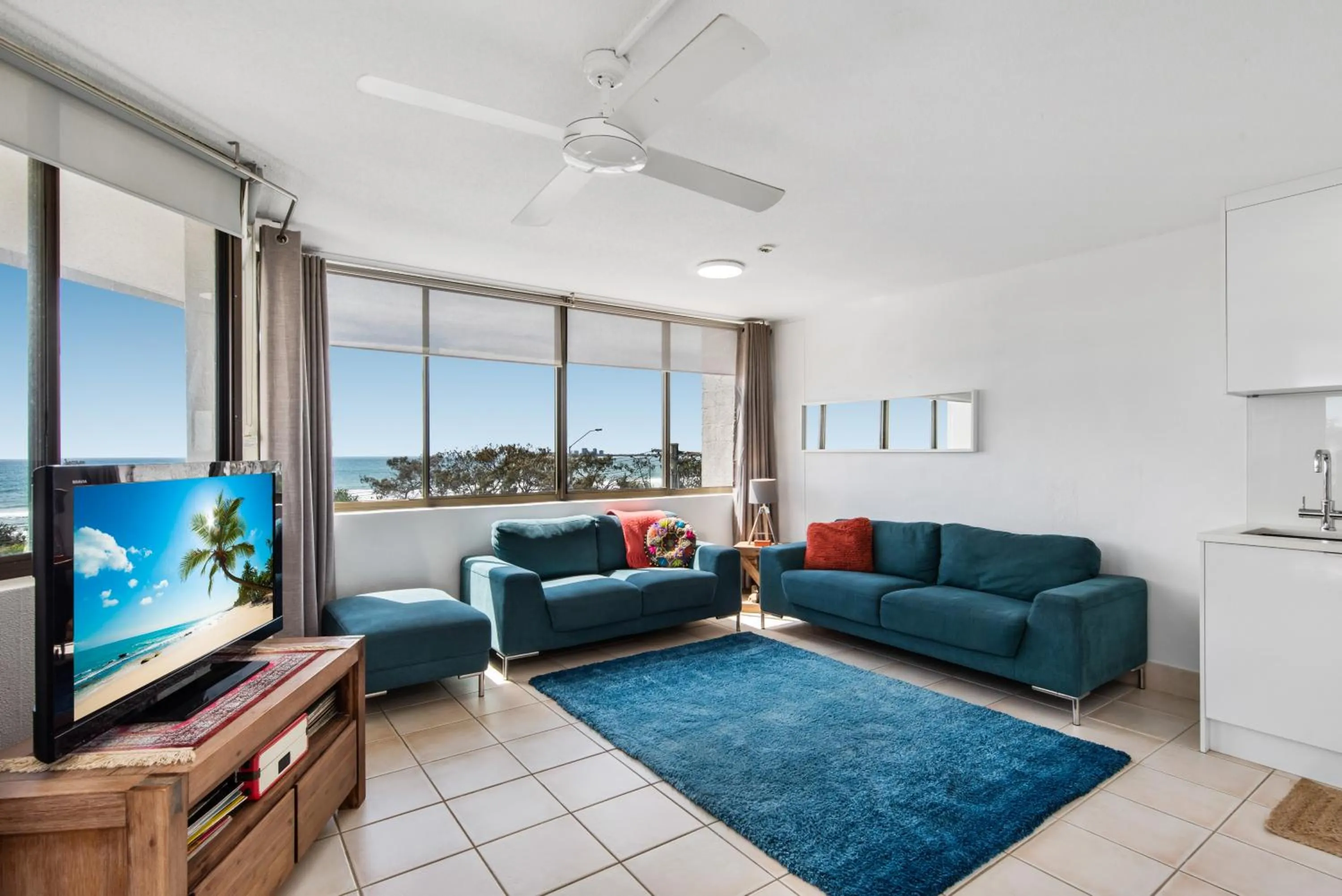 Living room in Mylos Holiday Apartments