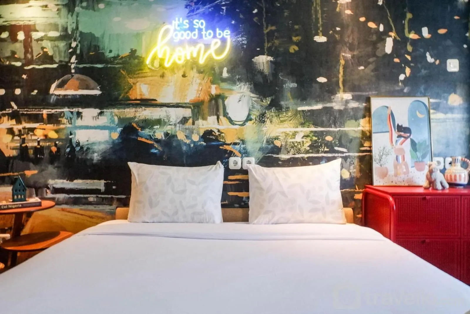 Bed in Exquisite 1BR Apartment at Puri Mas By Travelio