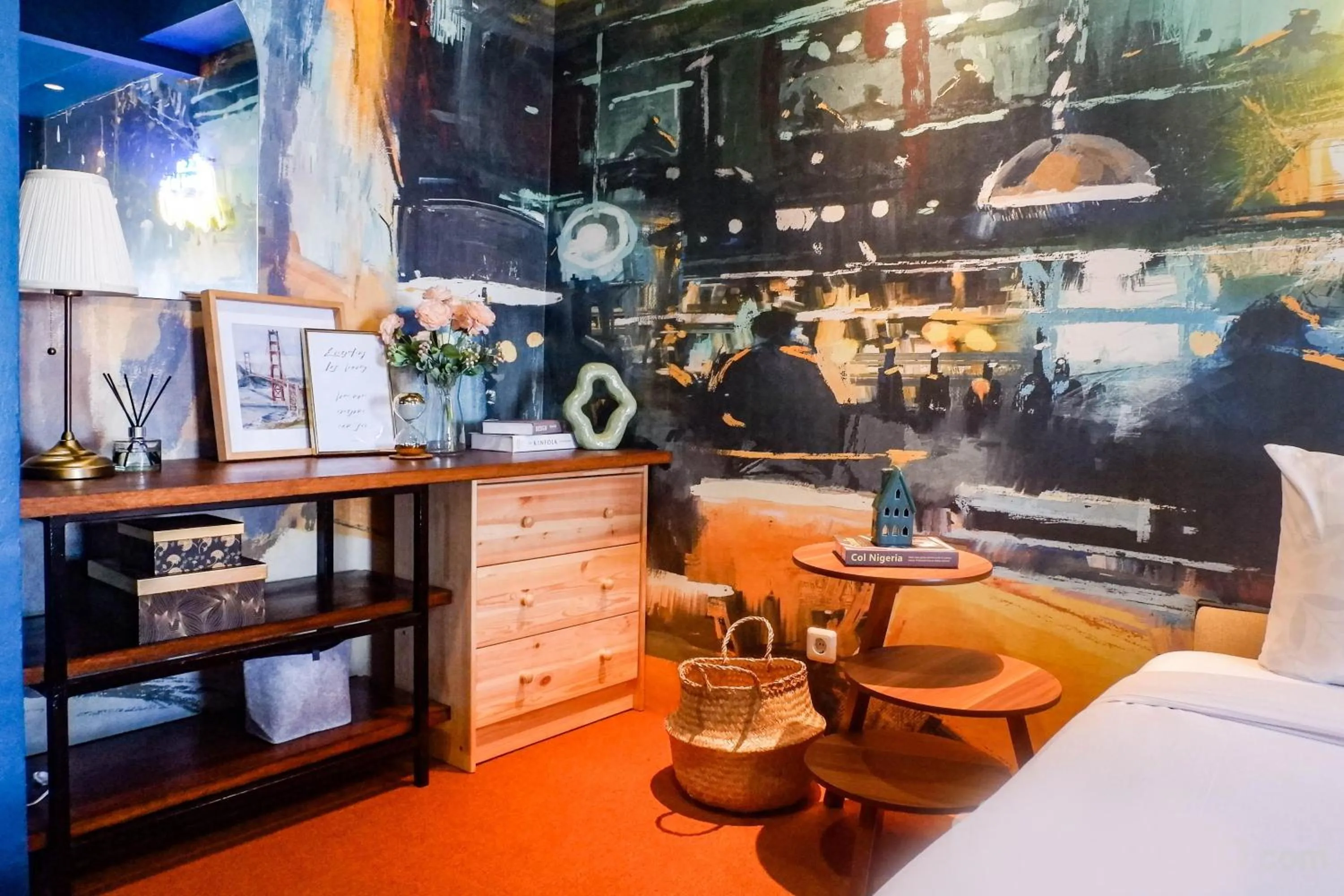 Bed in Exquisite 1BR Apartment at Puri Mas By Travelio