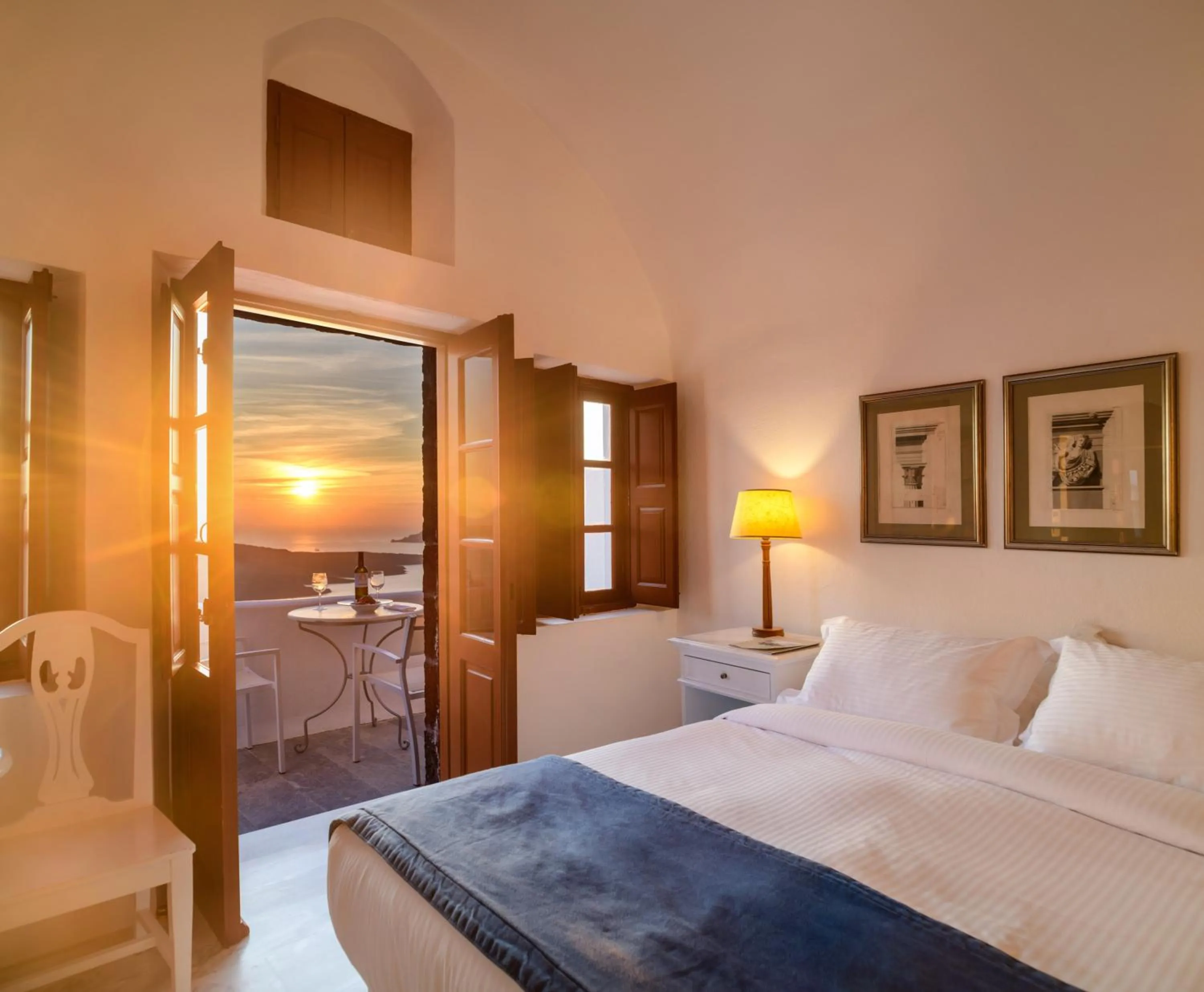 Balcony/Terrace, Bed in Aigialos Luxury Traditional Settlement