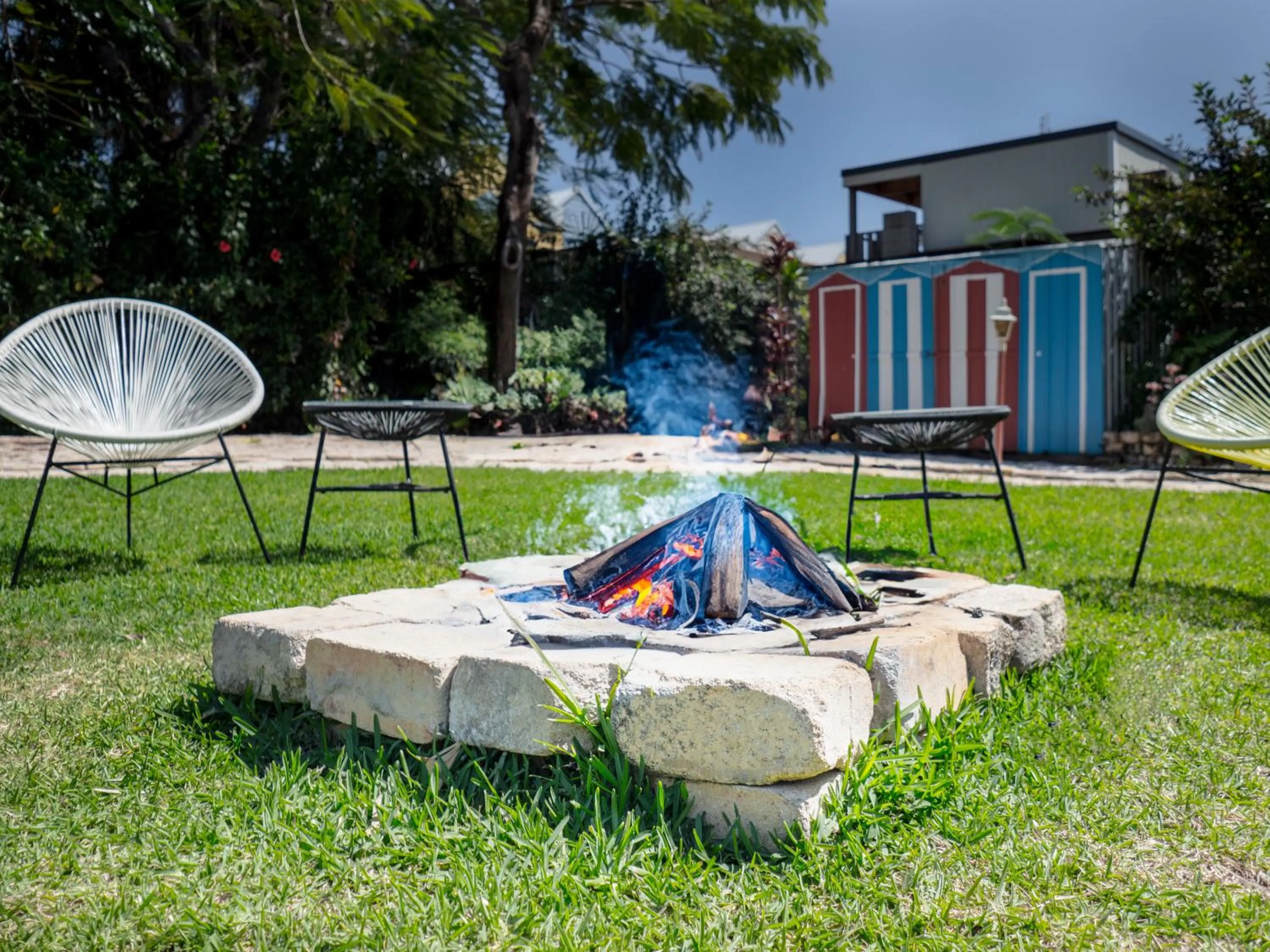 fireplace in Boyne Island Motel and Villas
