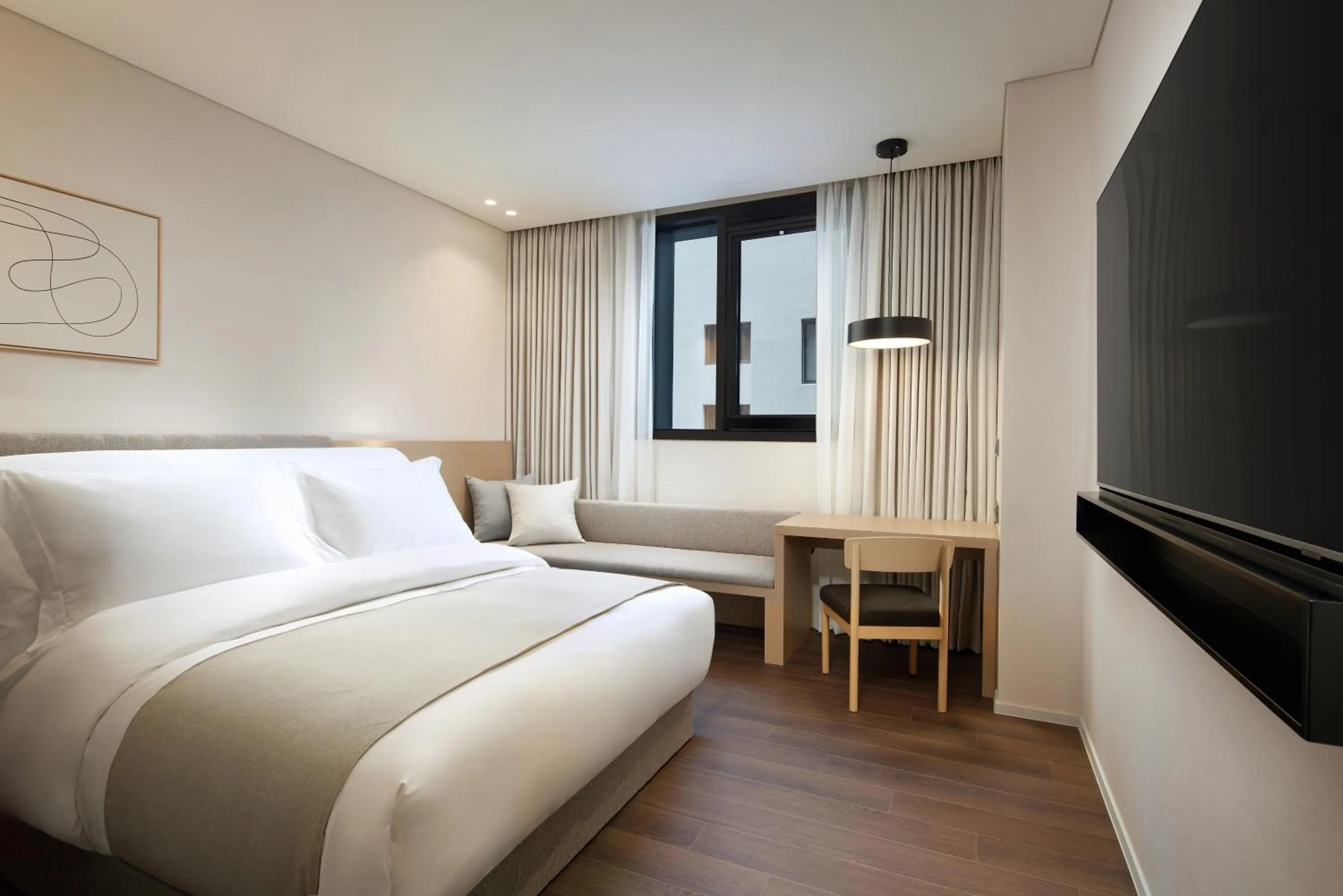 Decorative detail, Bed in Shilla Stay Jeonju Hanok Village