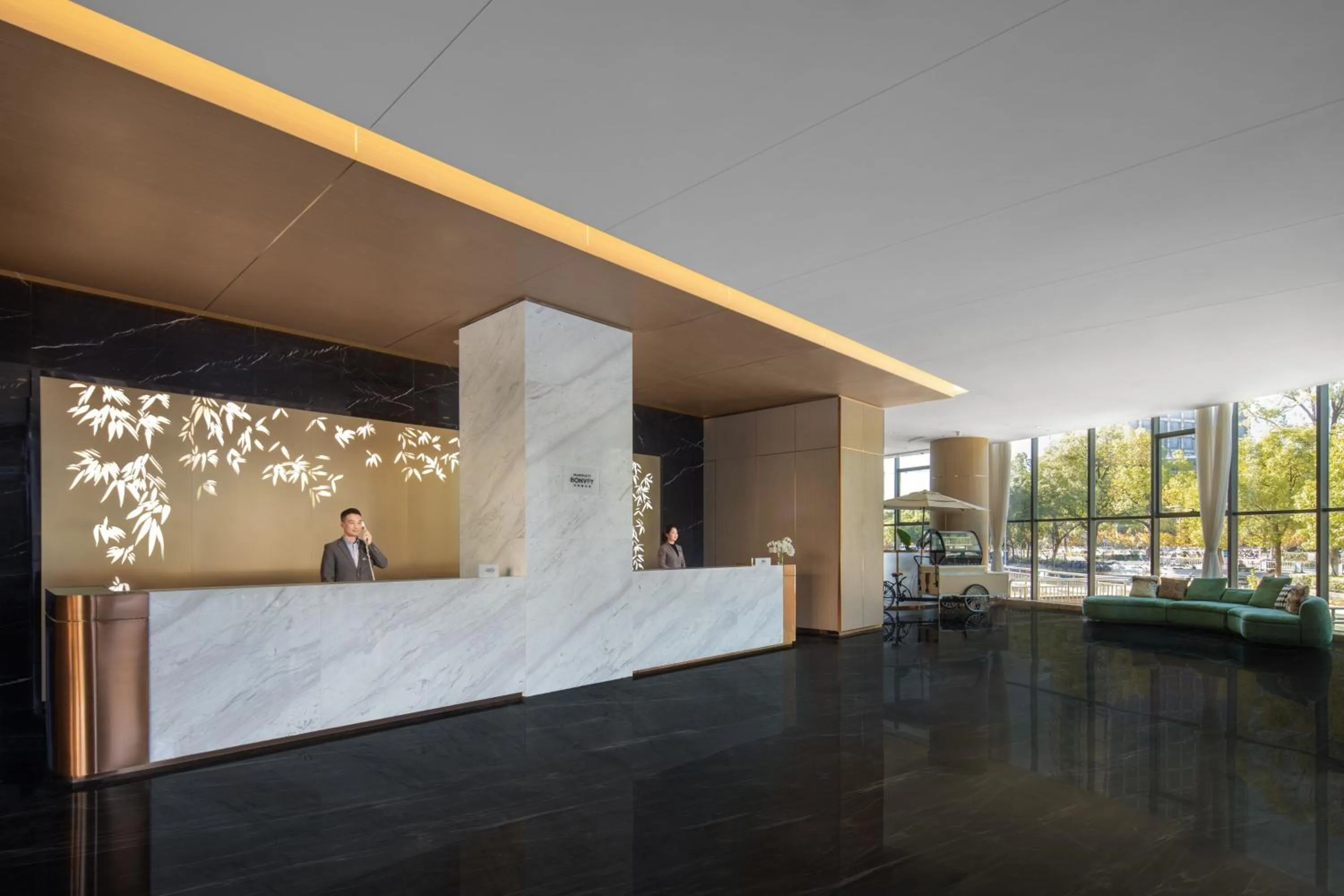 Lobby or reception in Courtyard by Marriott Anji-Beside Zhebei Mall and Jiuzhou Mall,Live in downtown