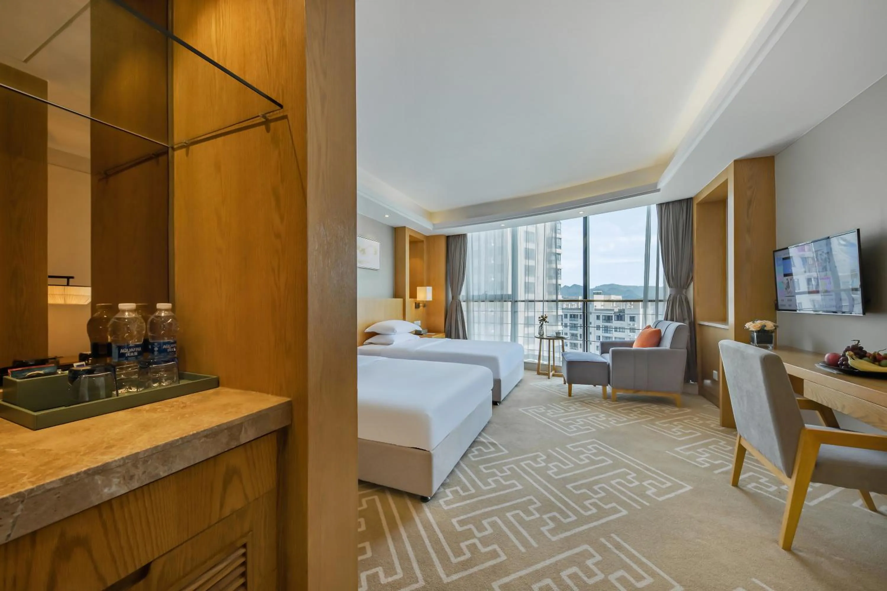 Photo of the whole room, Bed in Courtyard by Marriott Anji-Beside Zhebei Mall and Jiuzhou Mall,Live in downtown