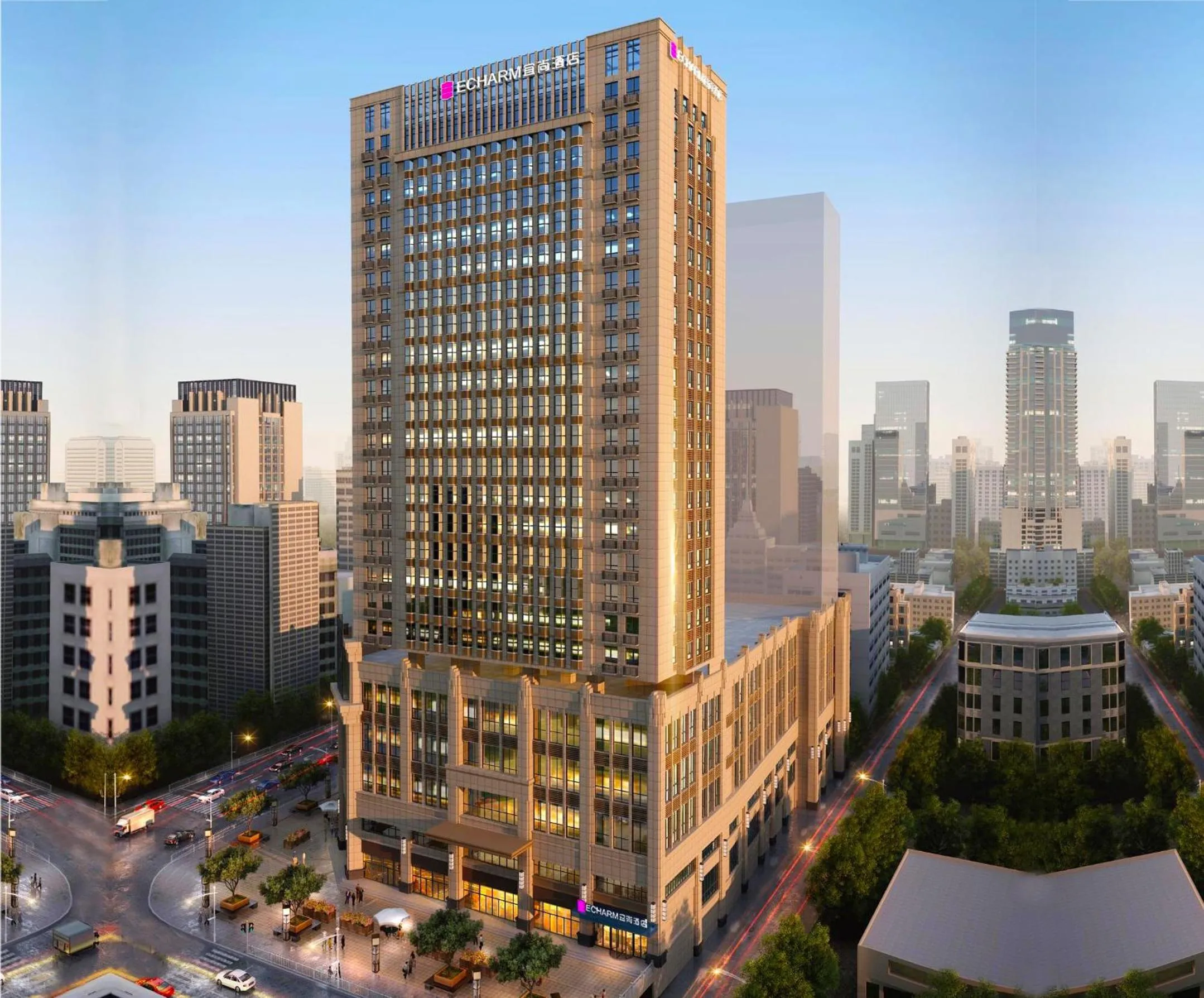 Property building in Echarm Hotel - Jingmen Yintai City Jingchu Institute of Technology
