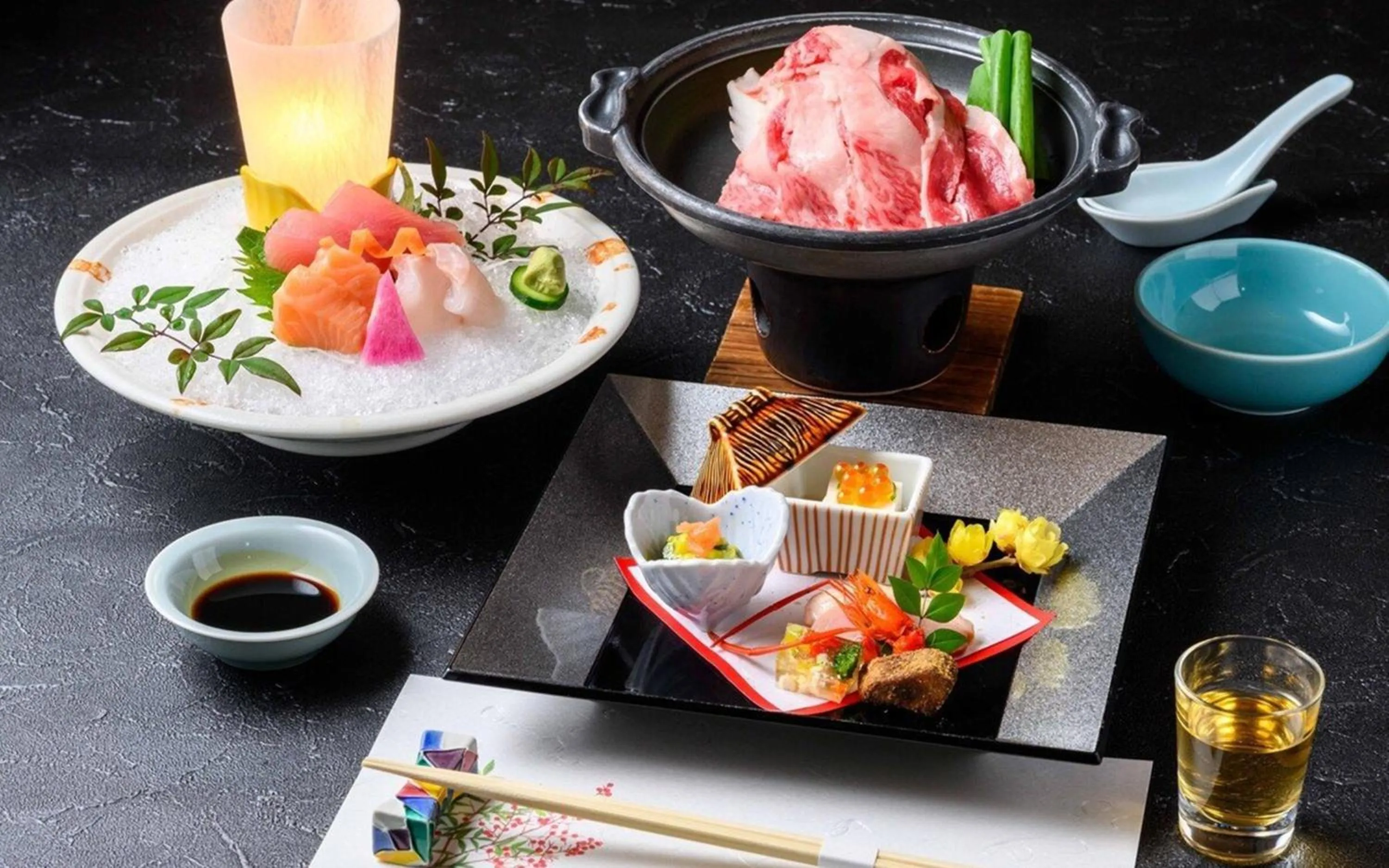 Dinner in Sansuikan Kawayu Midoriya