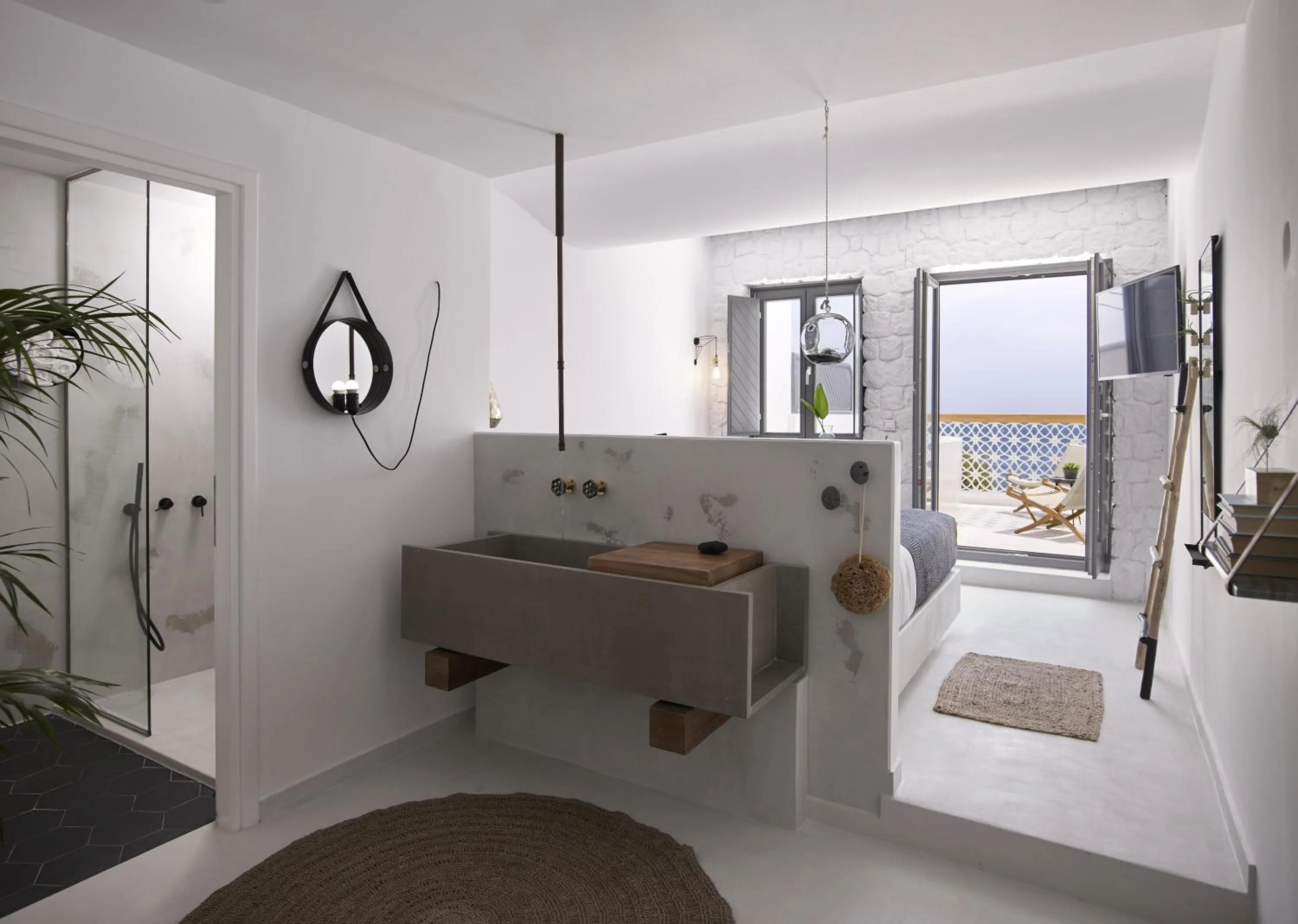 Bathroom, Bed in Afroditi Venus Beach Resort