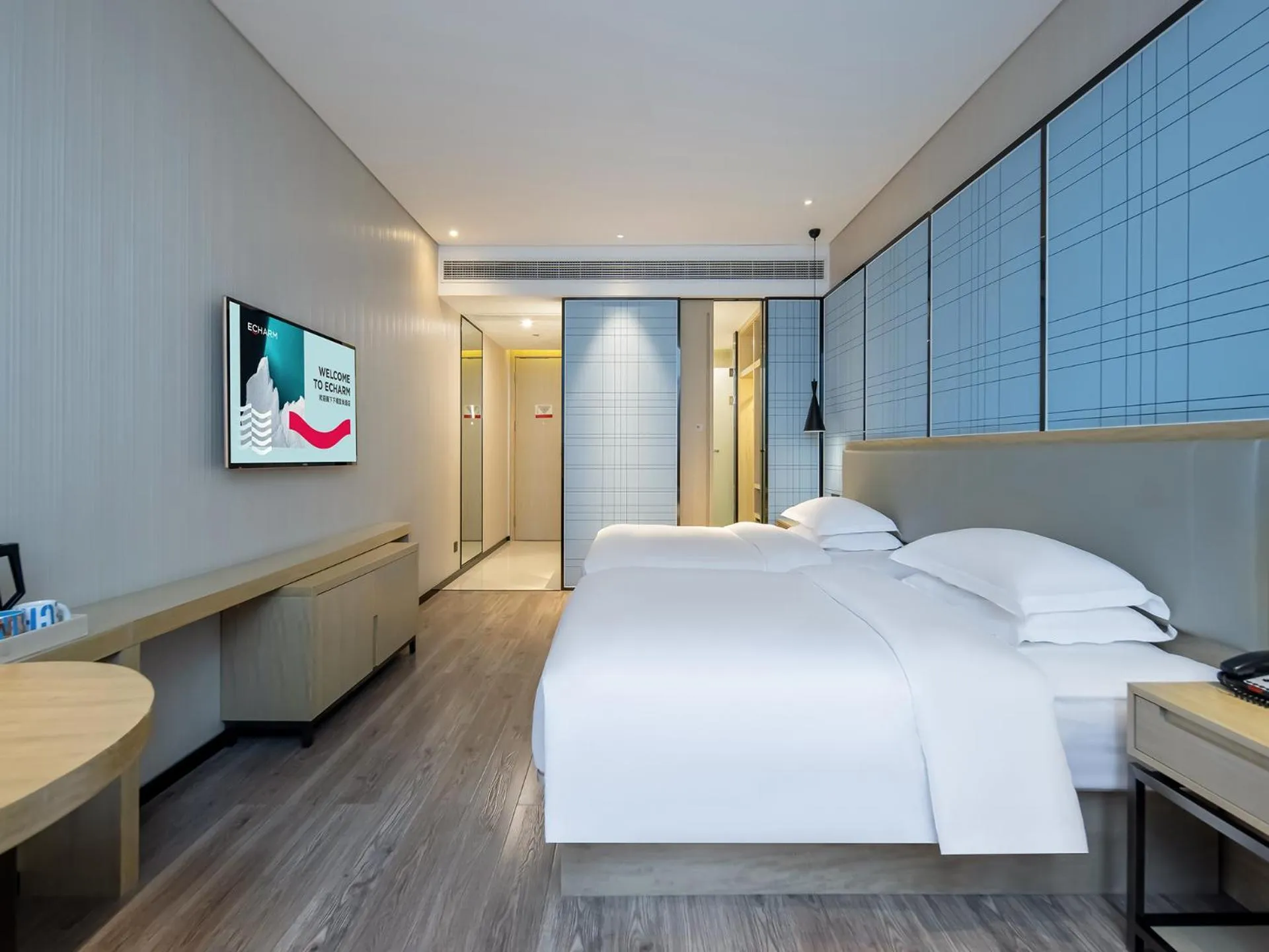 TV and multimedia, Bed in Echarm Hotel Nanning the MixC Exhibition Center Metro Station