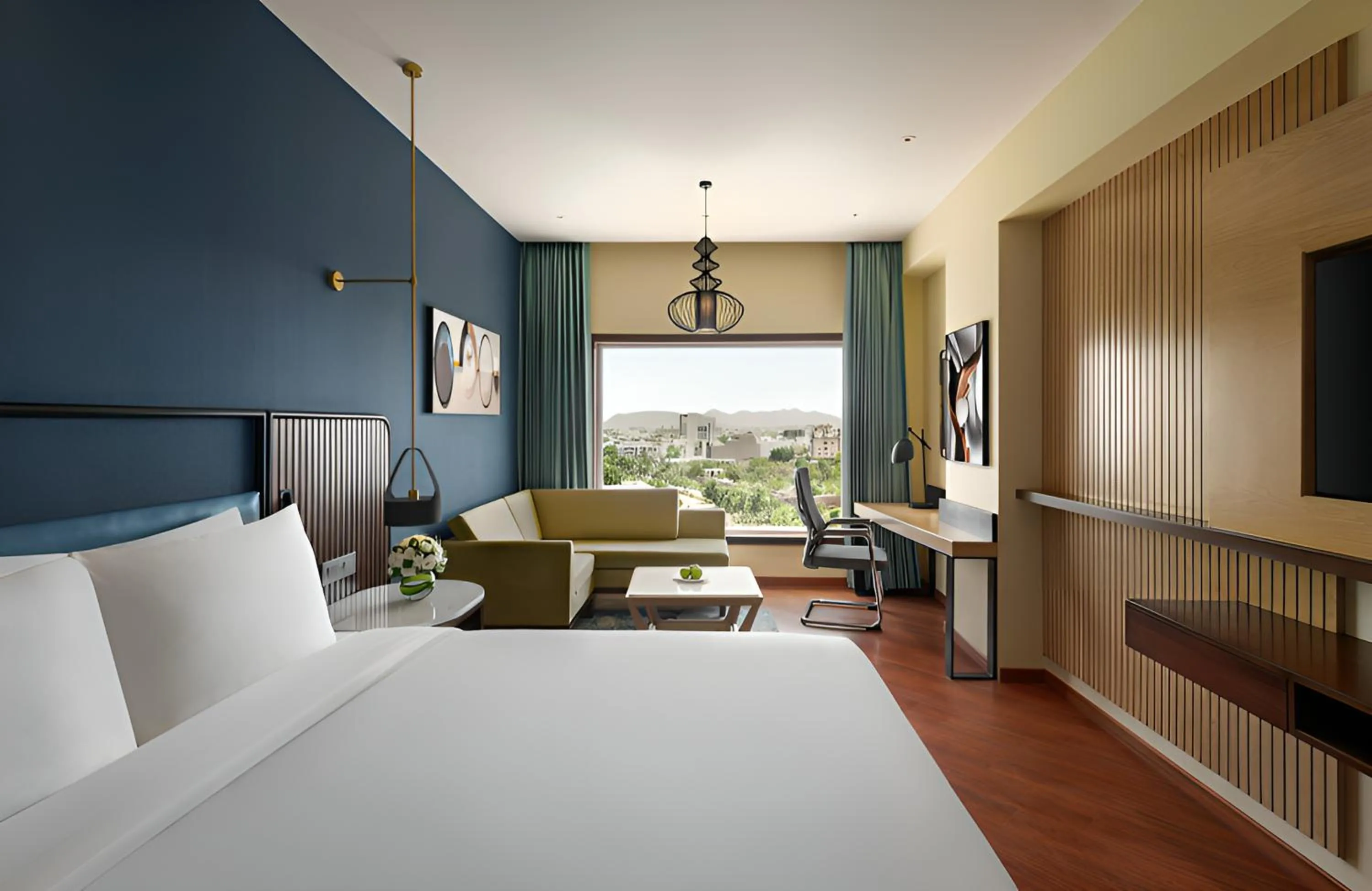 Bedroom, Bed in Ramada Encore by Wyndham Udaipur Roopnagar