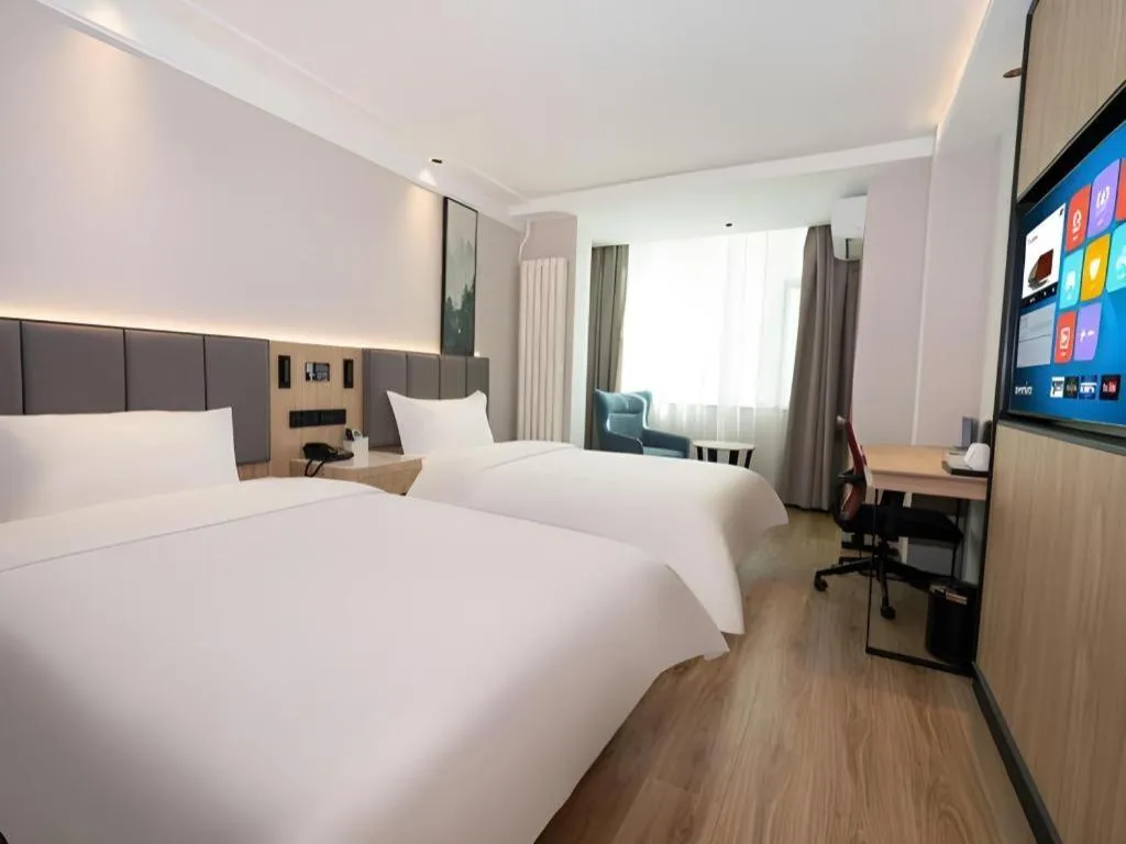 Bed in GreenTree Inn Beijing Capital Airport New International Exhibition Center Express Hotel