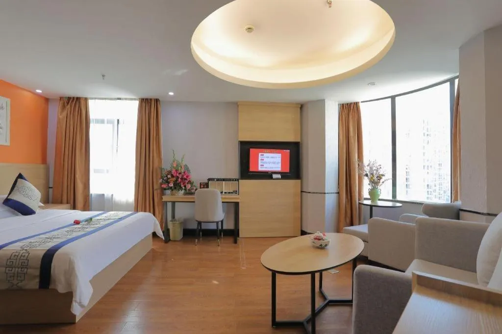 Bed in GreenTree Inn Jieyang North Linjiang Road Express Hotel