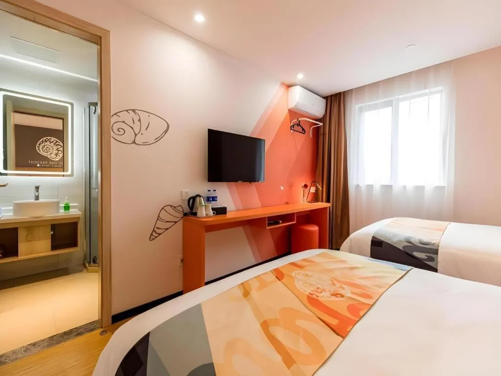 Bed in Shell Shanghai Yangpu District Pingliang Road Binjiang Hotel