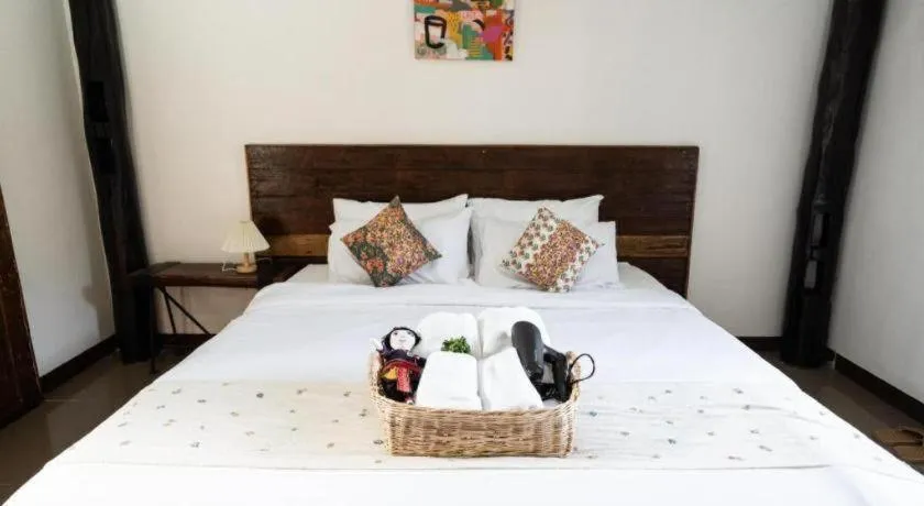 Bed in croissant hotel and cafe