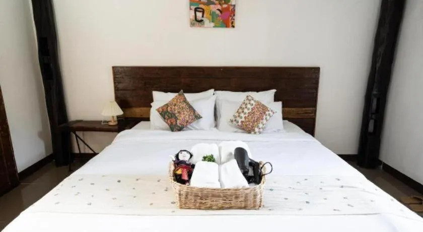 Bed in croissant hotel and cafe