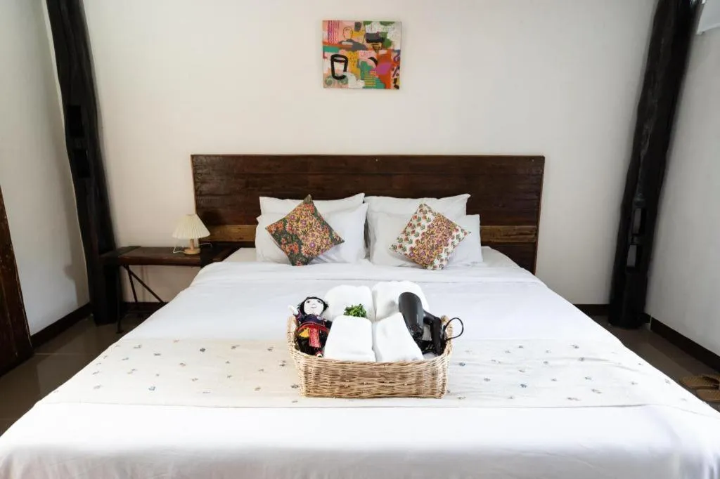 Bed in croissant hotel and cafe