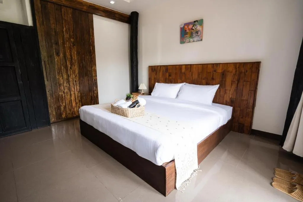 Bed in croissant hotel and cafe