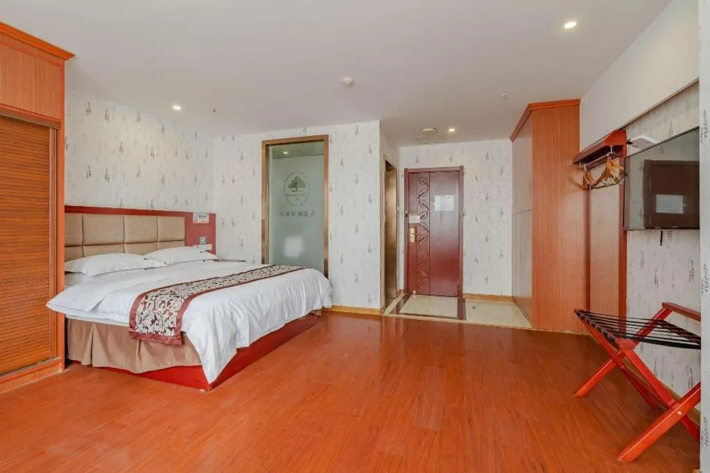 Bed in GreenTree Inn Chuzhou City Quanjiao County High-Speed Italy Trade City Business Hotel