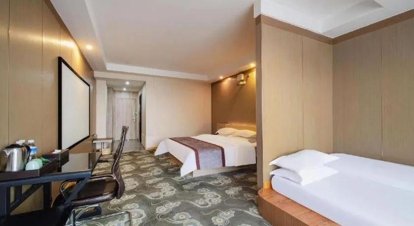 Bed in GreenTree Inn Ningbo Hangzhou Wan New District Lishi Square Business Hotel