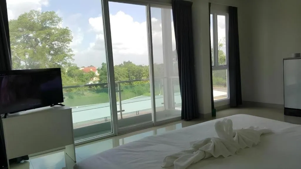 Bed in River Residence Saraburi Hotel