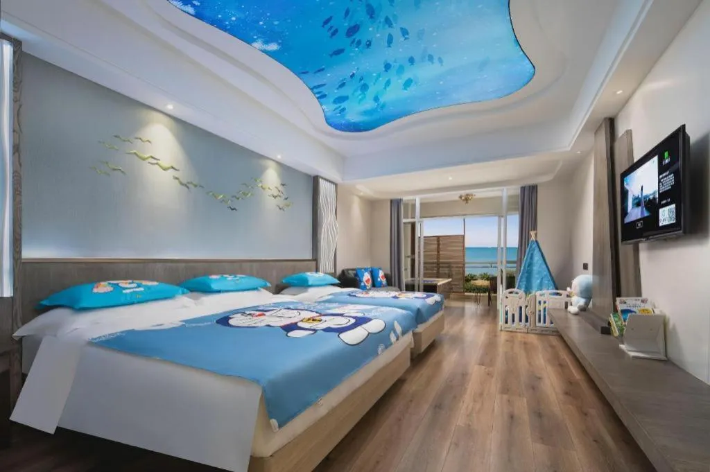 Bed in HuangMa holiday yacht view sea resort hotel