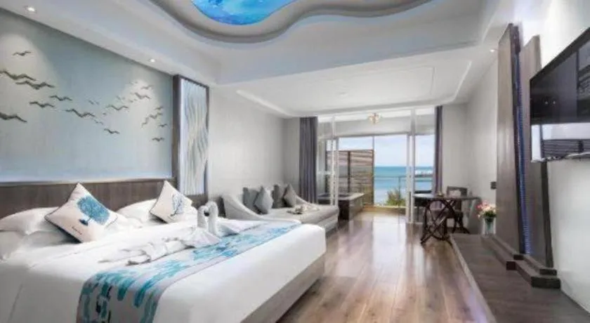 Bed in HuangMa holiday yacht view sea resort hotel