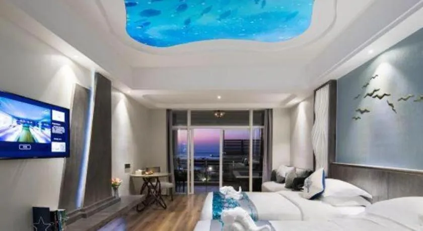 Bed in HuangMa holiday yacht view sea resort hotel