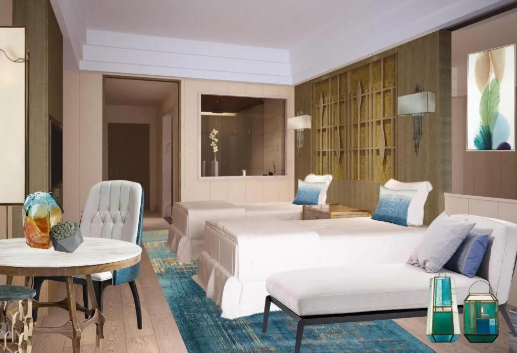 Bed in HuangMa holiday yacht view sea resort hotel