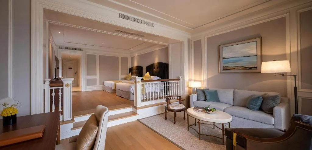 Bed in Donghai Xianhucheng Huanglong Hotel