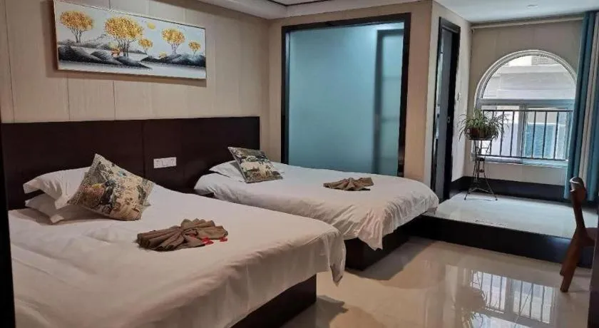 Bed in Shell Zaozhuang Taierzhuang Ancient City East Gate Hotel